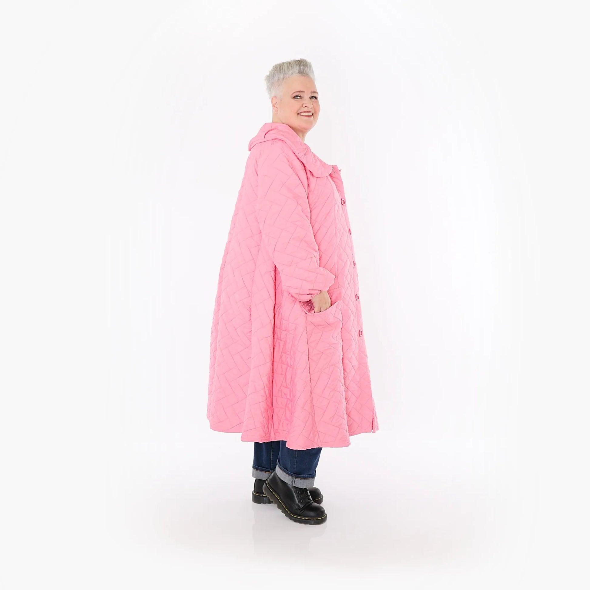  A-Form Mantel von AKH Fashion aus Materialmix, 1448.07034, Pink, Kariert, Schick, Modern