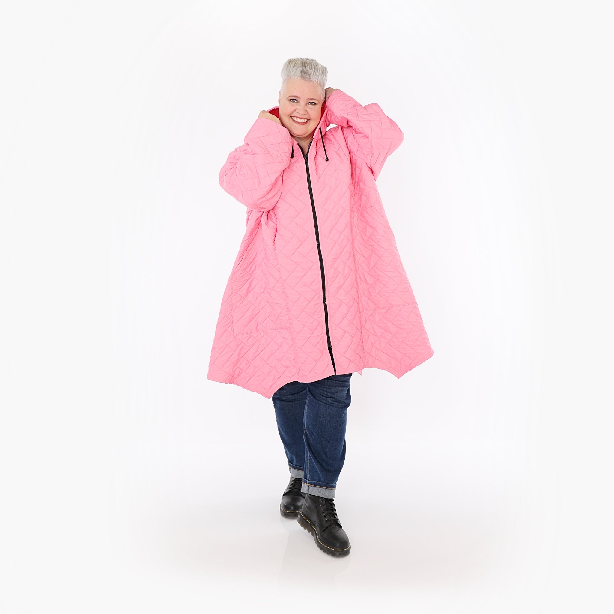  A-Form Mantel von AKH Fashion aus Materialmix, 1448.07043, Pink, Kariert, Schick, Modern