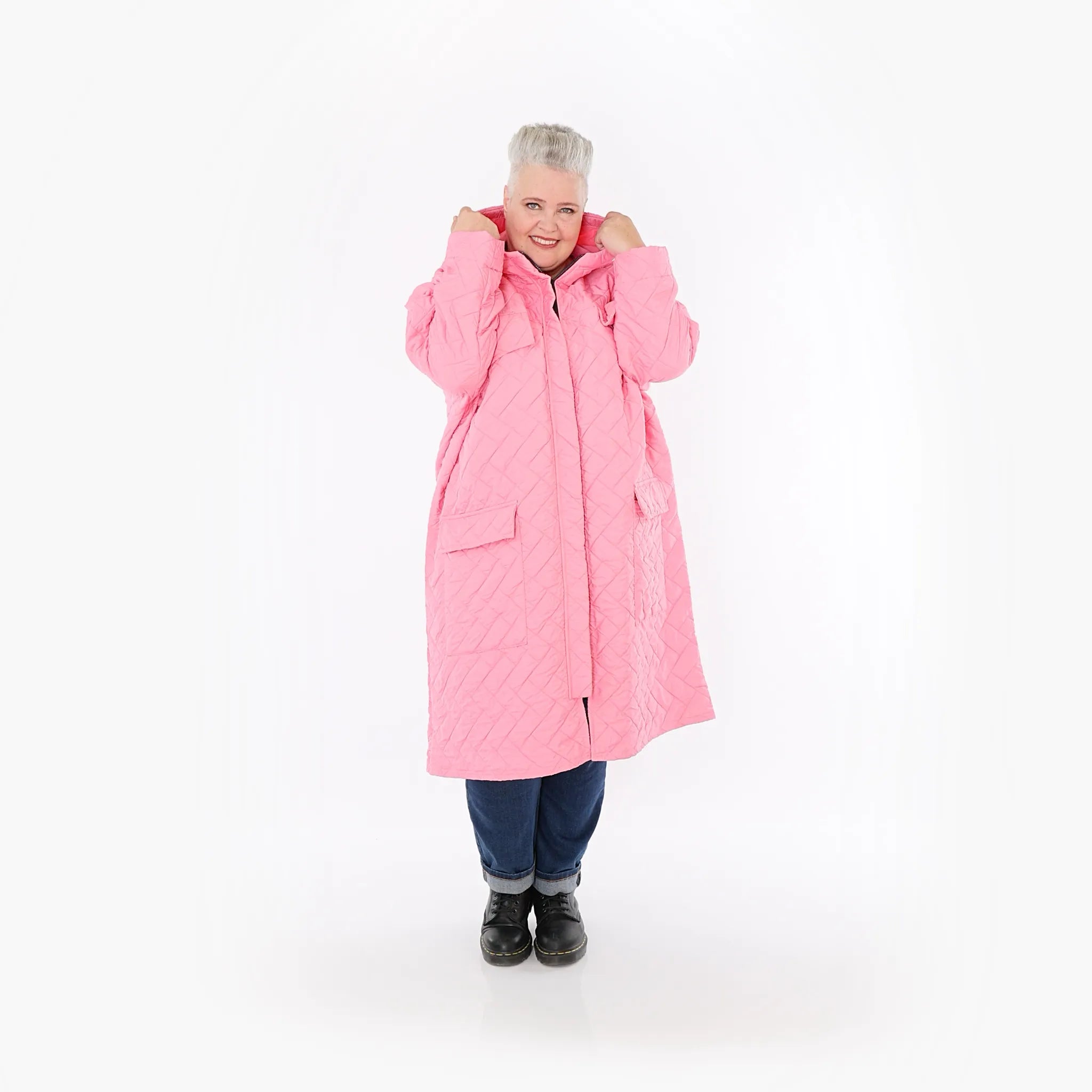  A-Form Mantel von AKH Fashion aus Materialmix, 1448.07044, Pink, Kariert, Schick, Modern