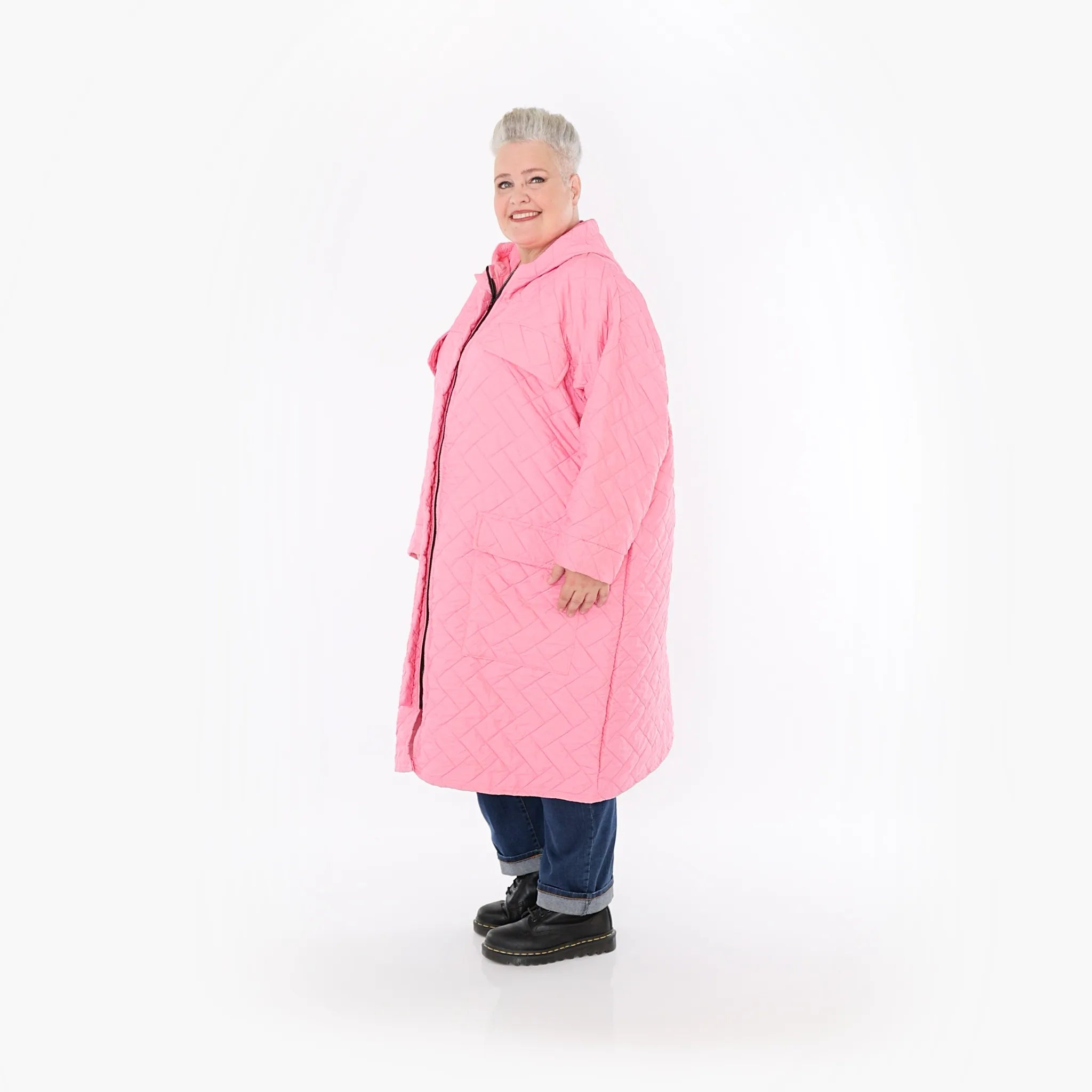  A-Form Mantel von AKH Fashion aus Materialmix, 1448.07044, Pink, Kariert, Schick, Modern