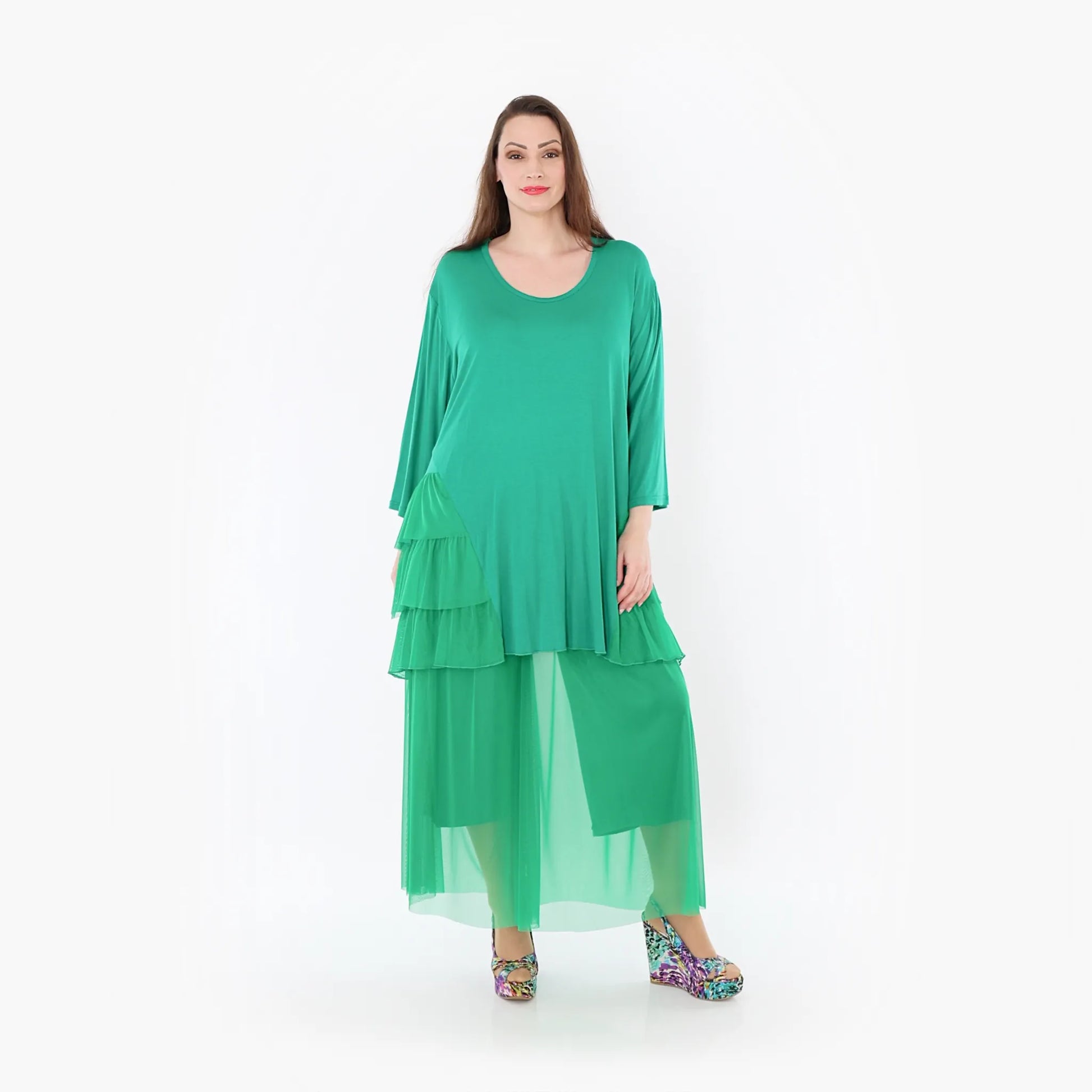  A-Form Bigshirt von AKH Fashion aus Materialmix, 1457.06862, Grün, Ausgefallen, Zeitlos
