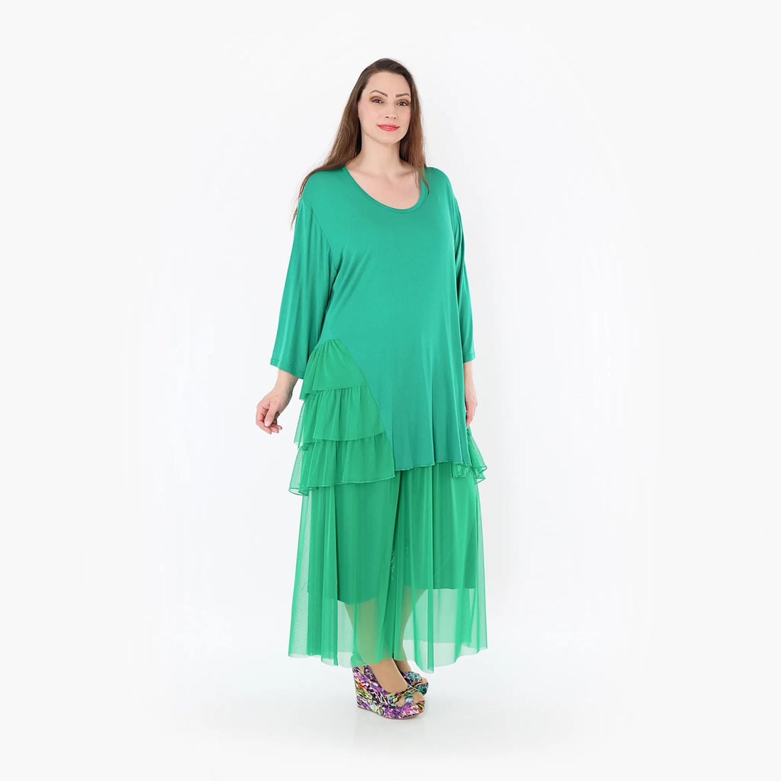  A-Form Bigshirt von AKH Fashion aus Materialmix, 1457.06862, Grün, Ausgefallen, Zeitlos
