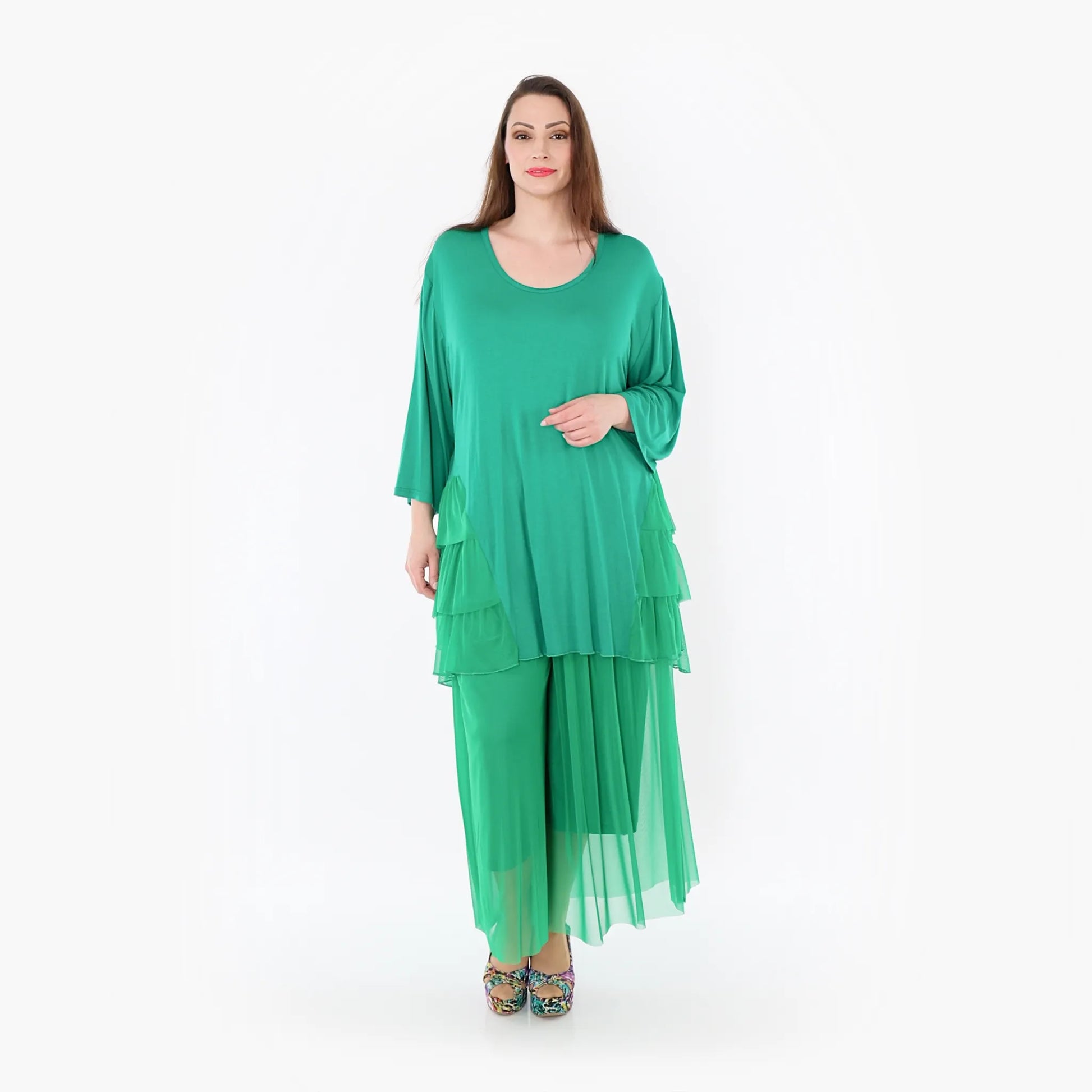  A-Form Bigshirt von AKH Fashion aus Materialmix, 1457.06862, Grün, Ausgefallen, Zeitlos