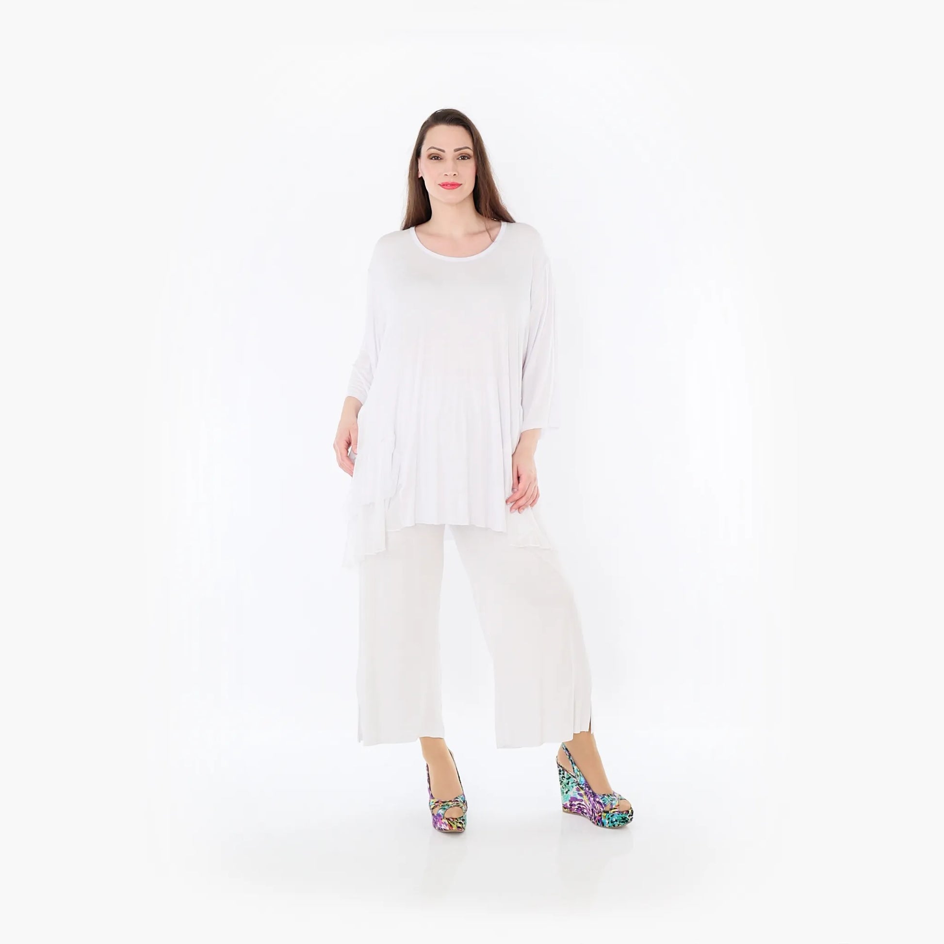  A-Form Bigshirt von AKH Fashion aus Materialmix, 1457.06862, Weiß, Ausgefallen, Zeitlos