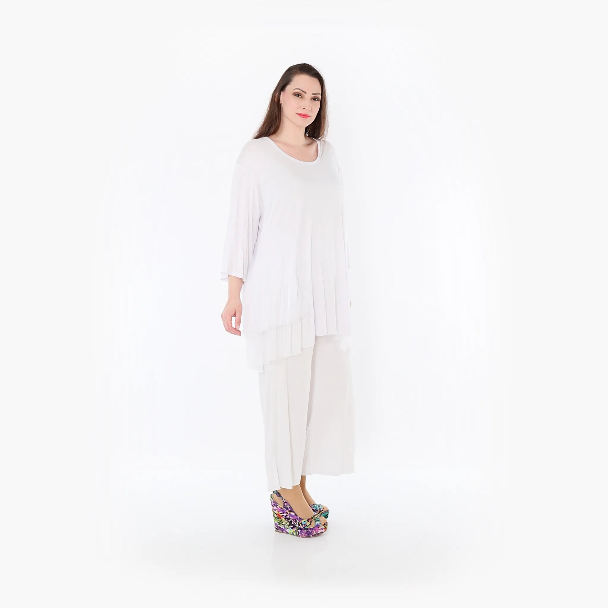 A-Form Bigshirt von AKH Fashion aus Materialmix, 1457.06862, Weiß, Ausgefallen, Zeitlos