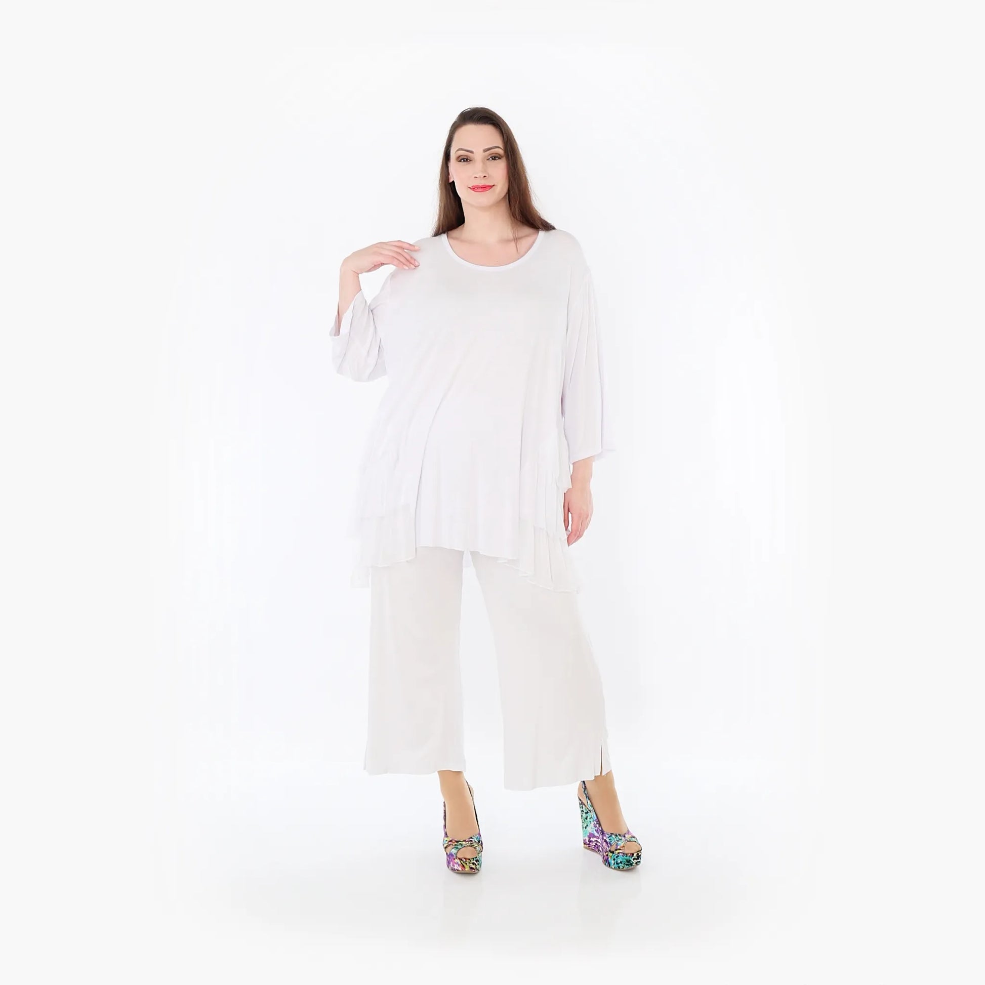  A-Form Bigshirt von AKH Fashion aus Materialmix, 1457.06862, Weiß, Ausgefallen, Zeitlos