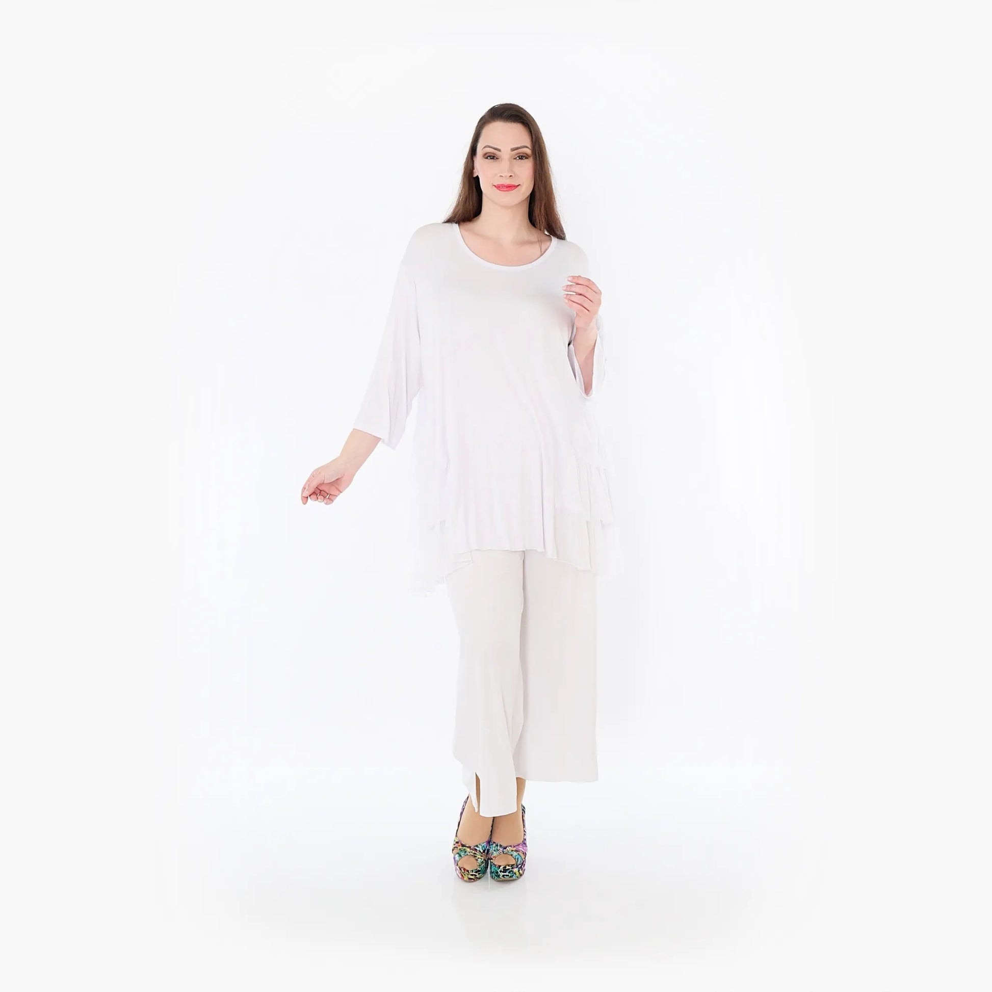 A-Form Bigshirt von AKH Fashion aus Materialmix, 1457.06862, Weiß, Ausgefallen, Zeitlos
