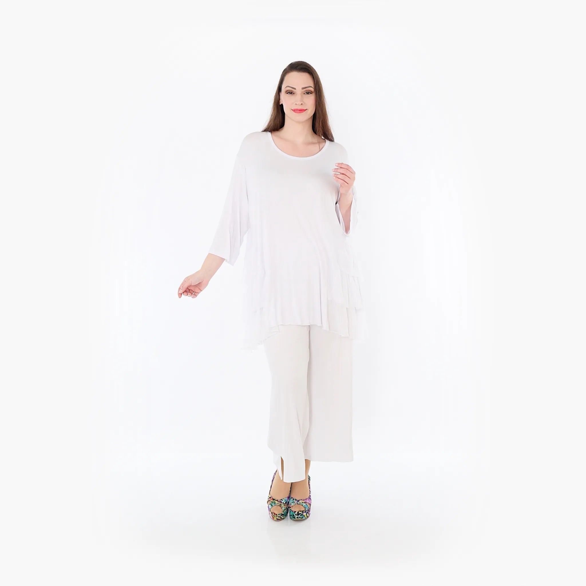  A-Form Bigshirt von AKH Fashion aus Materialmix, 1457.06862, Weiß, Ausgefallen, Zeitlos