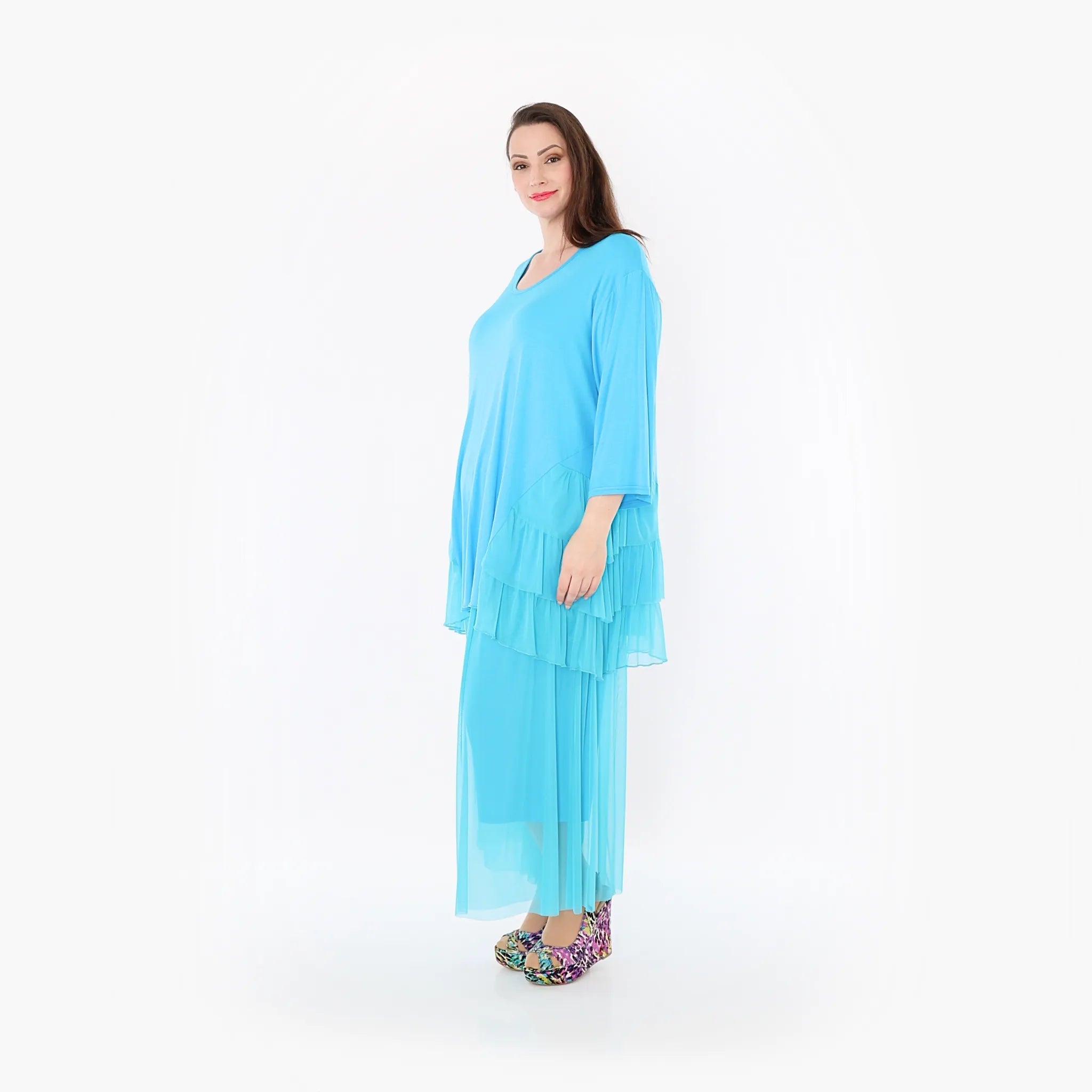  A-Form Bigshirt von AKH Fashion aus Materialmix, 1457.06862, Türkis, Ausgefallen, Zeitlos