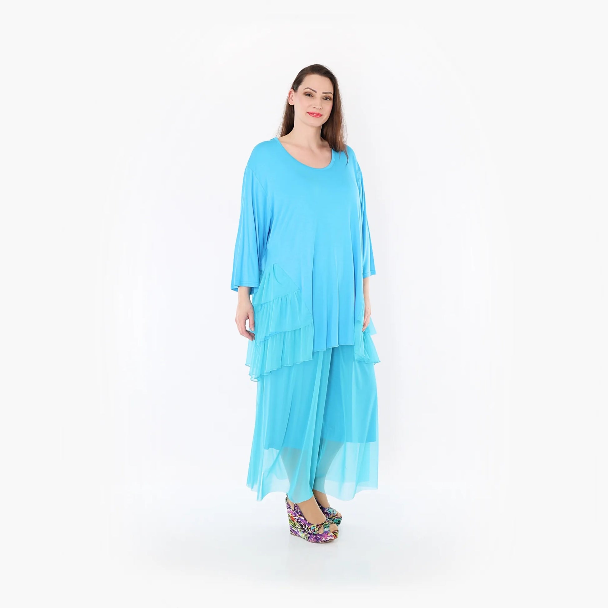  A-Form Bigshirt von AKH Fashion aus Materialmix, 1457.06862, Türkis, Ausgefallen, Zeitlos