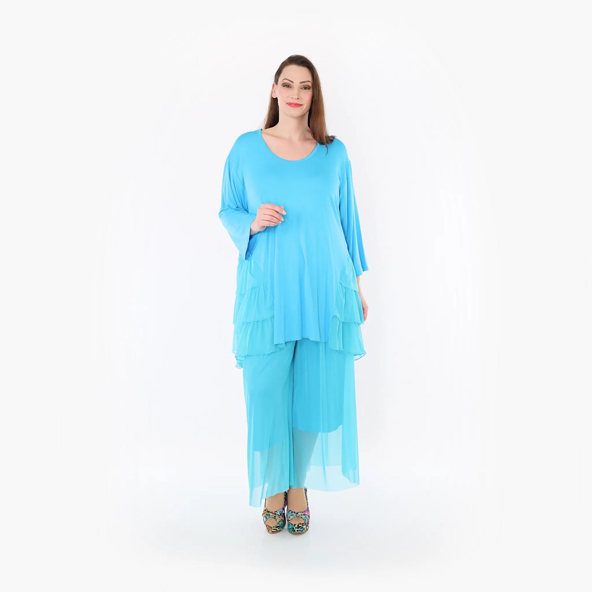  A-Form Bigshirt von AKH Fashion aus Materialmix, 1457.06862, Türkis, Ausgefallen, Zeitlos