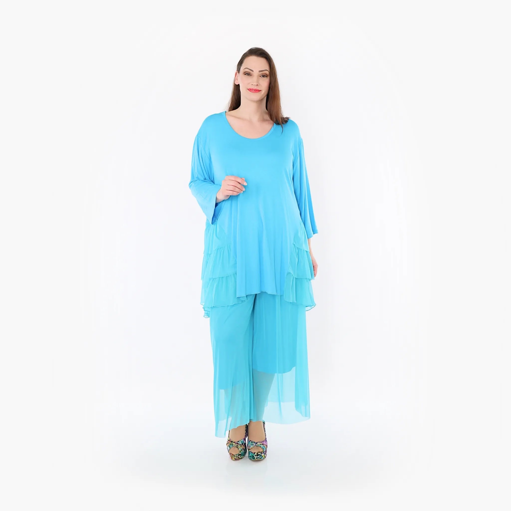  A-Form Bigshirt von AKH Fashion aus Materialmix, 1457.06862, Türkis, Ausgefallen, Zeitlos