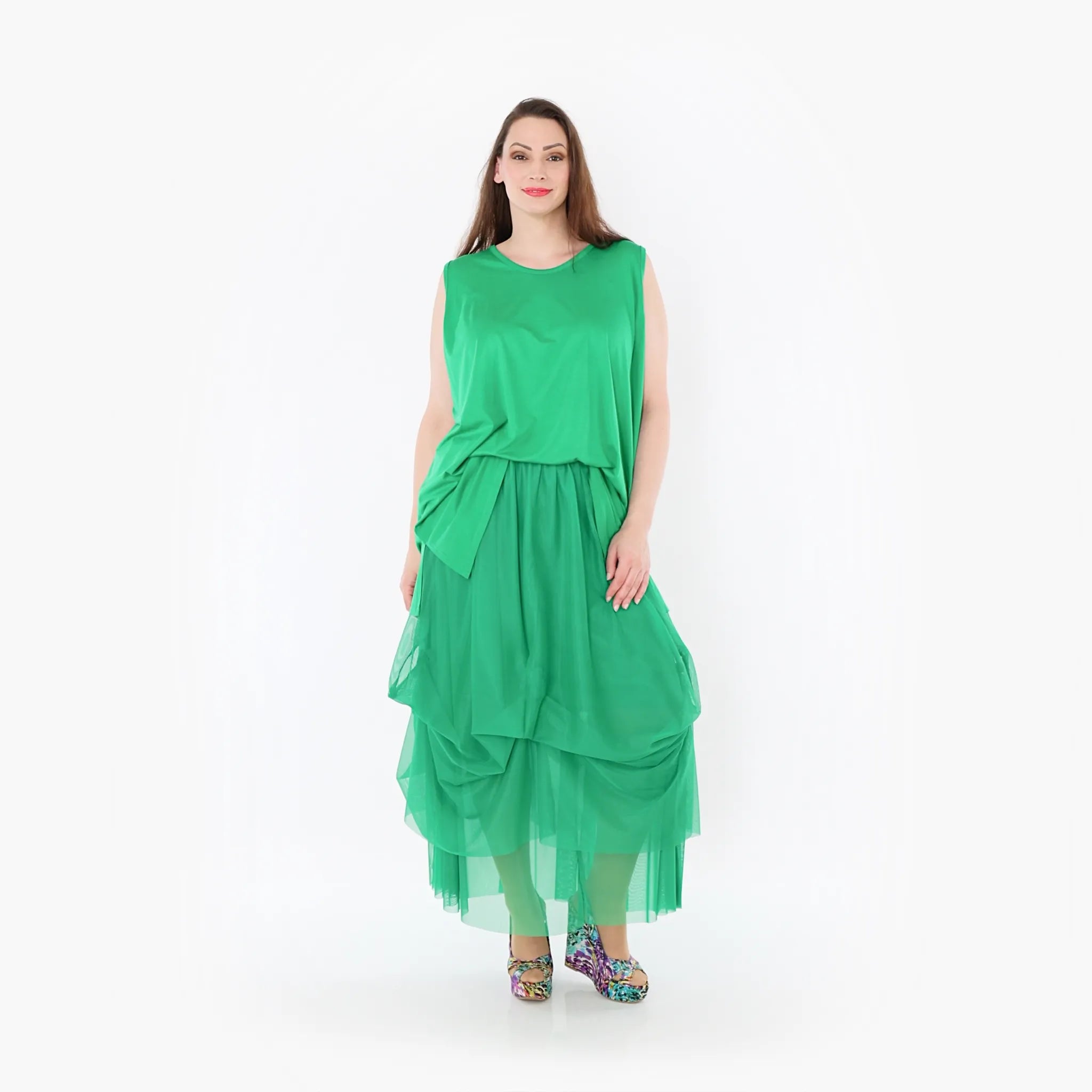  Ballonrock von AKH Fashion aus Materialmix, 1457.07049, Grün, Ausgefallen, Zeitlos, Schick