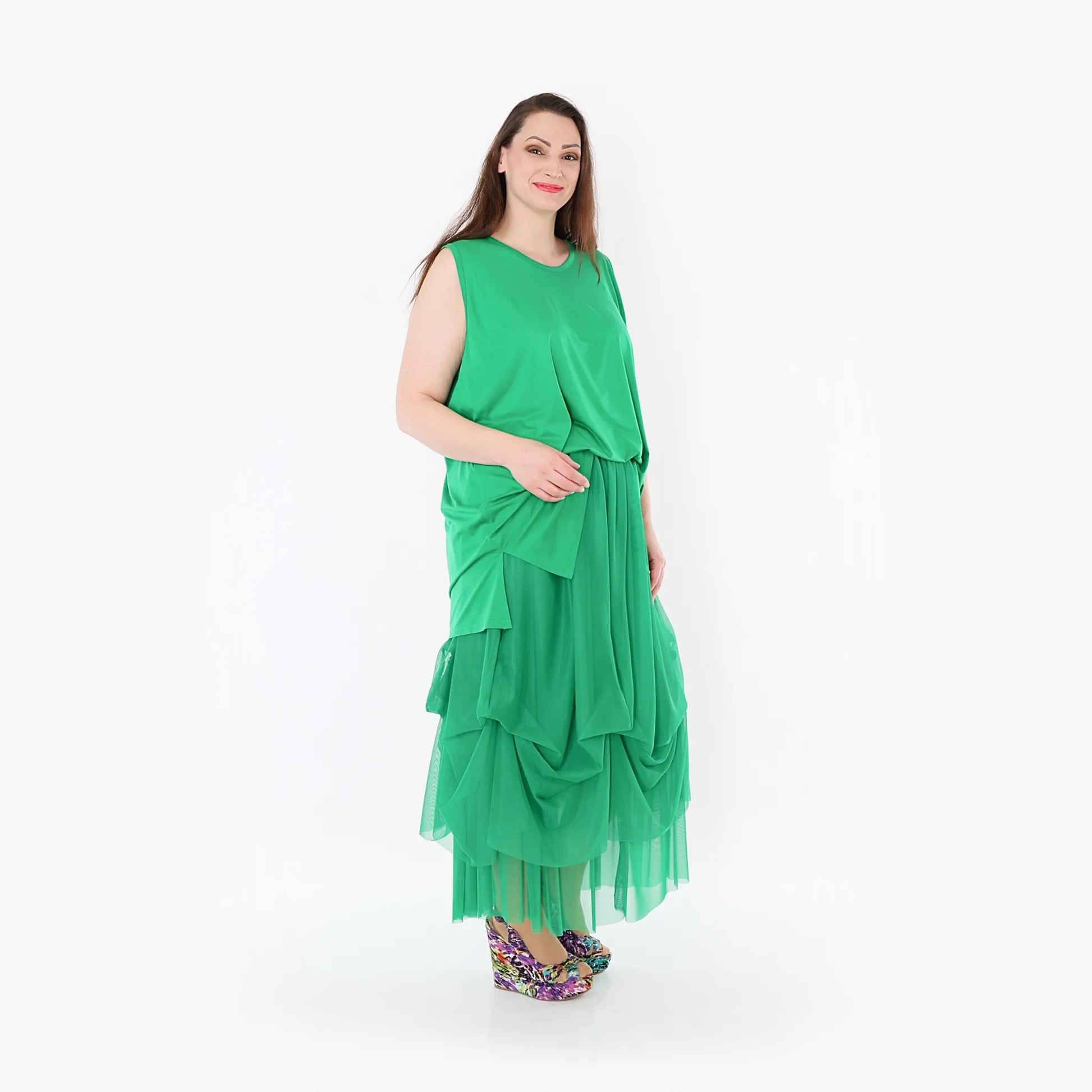  Ballonrock von AKH Fashion aus Materialmix, 1457.07049, Grün, Ausgefallen, Zeitlos, Schick