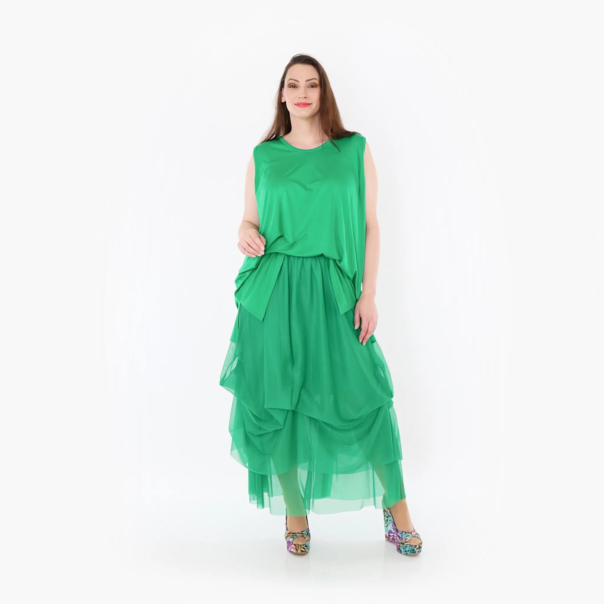  Ballonrock von AKH Fashion aus Materialmix, 1457.07049, Grün, Ausgefallen, Zeitlos, Schick
