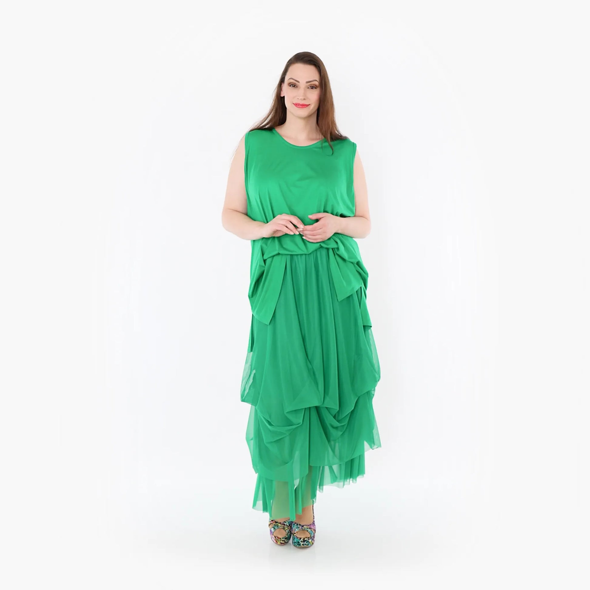  Ballonrock von AKH Fashion aus Materialmix, 1457.07049, Grün, Ausgefallen, Zeitlos, Schick