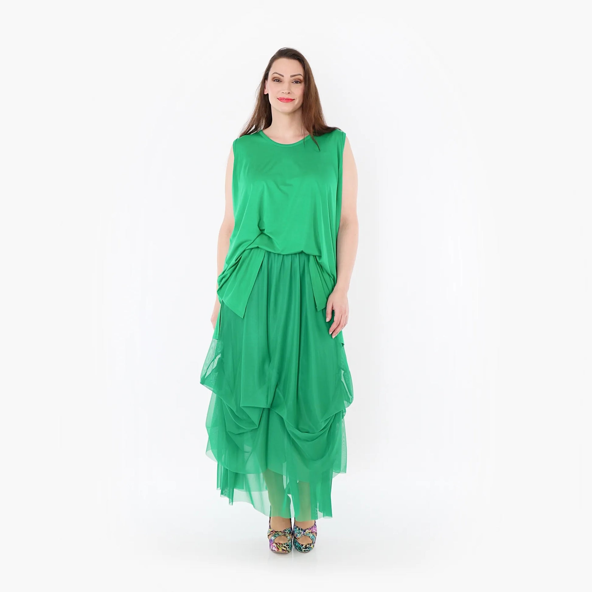  Ballonrock von AKH Fashion aus Materialmix, 1457.07049, Grün, Ausgefallen, Zeitlos, Schick