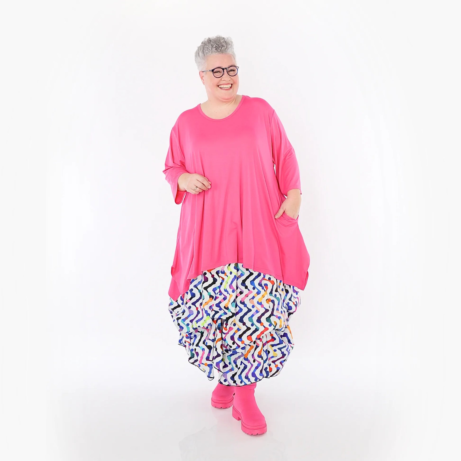  Ballonrock von AKH Fashion aus Baumwolle, 1462.07559, Weiß/Multicolor, Muster, Schick