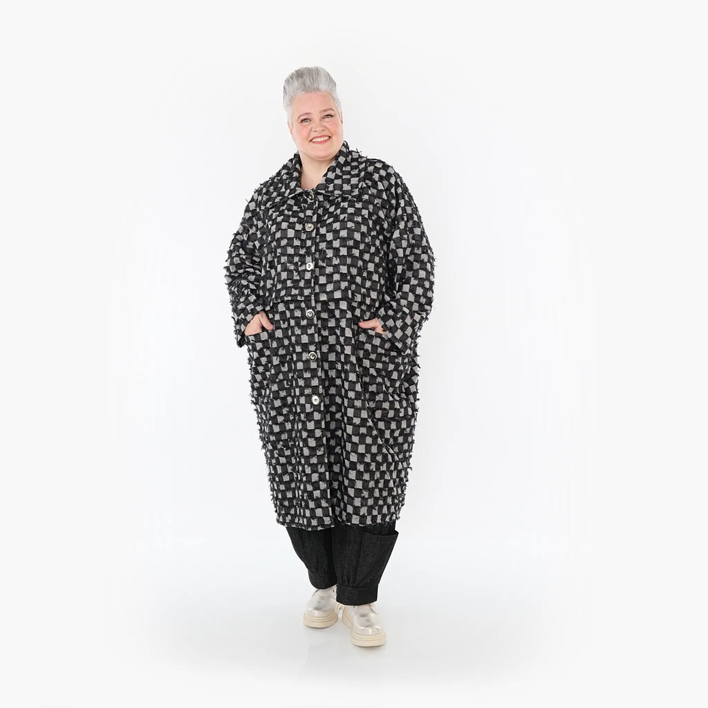  AKH Fashion Mantel in gerader Form, aus Baumwolle, 1463.07041, Schwarz/Grau, Kariert