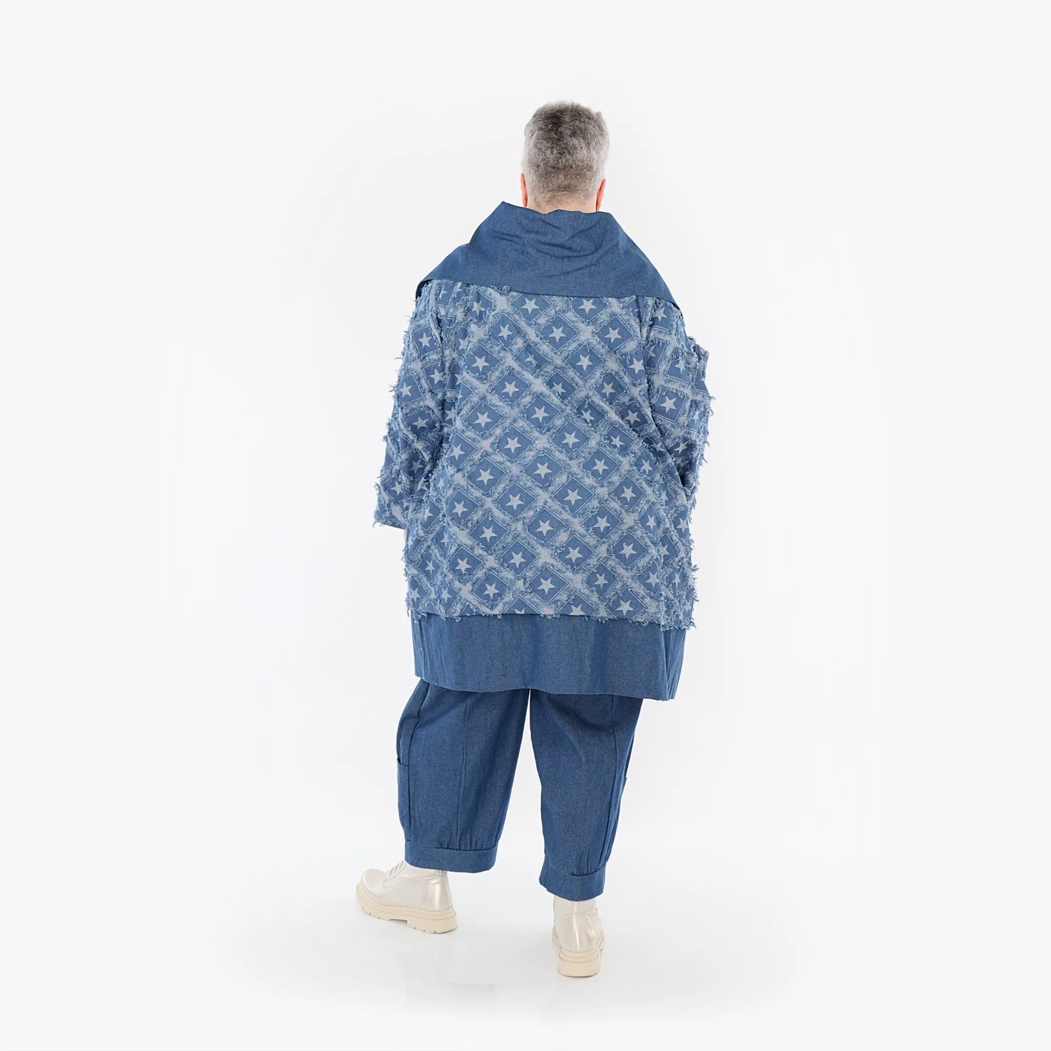  AKH Fashion Jacke in gerader Form, aus Baumwolle, 1464.07053, Jeansblau/Grau, Raute