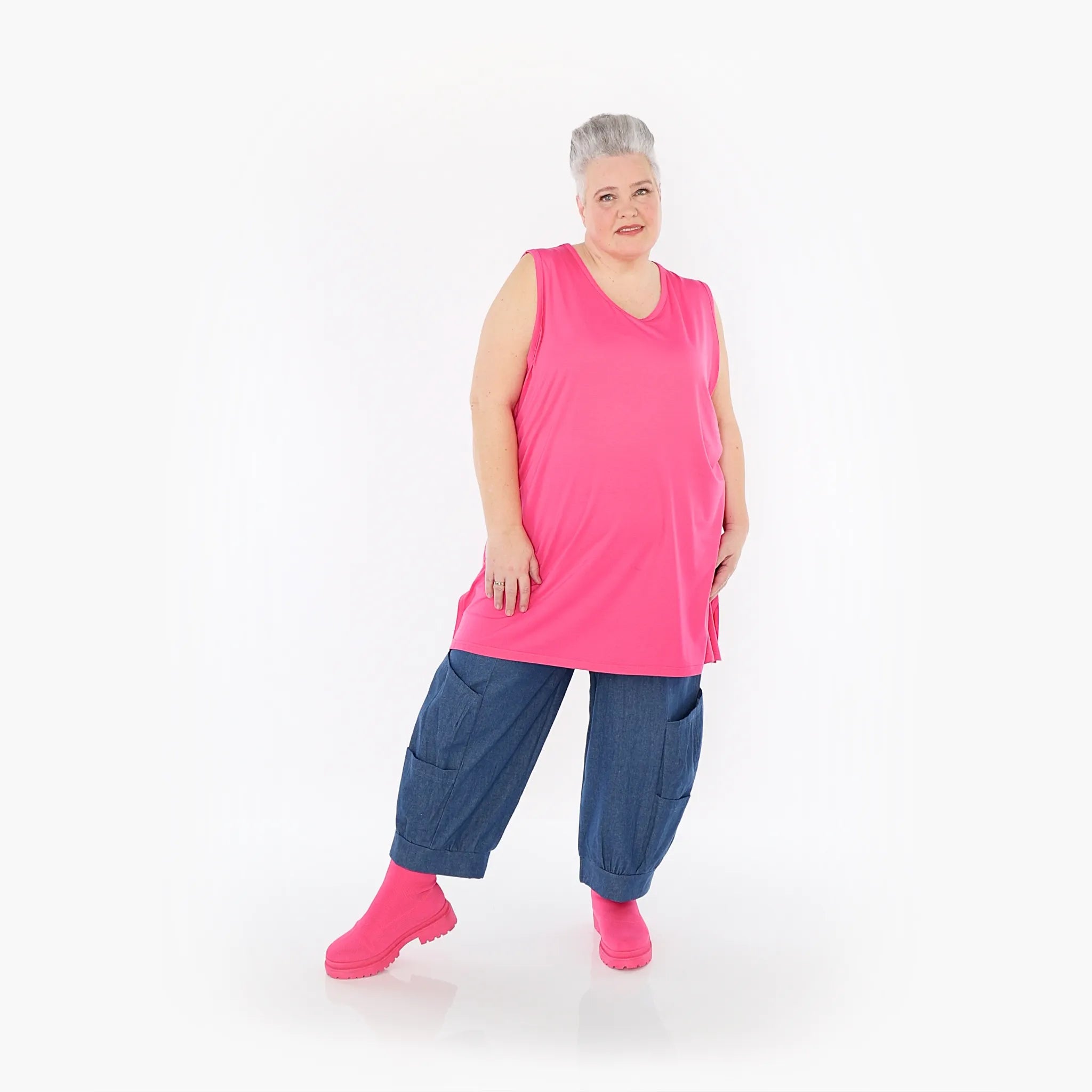  AKH Fashion Hose in gerader Form, aus Polyester, 1466.06556, Jeansblau, Ausgefallen