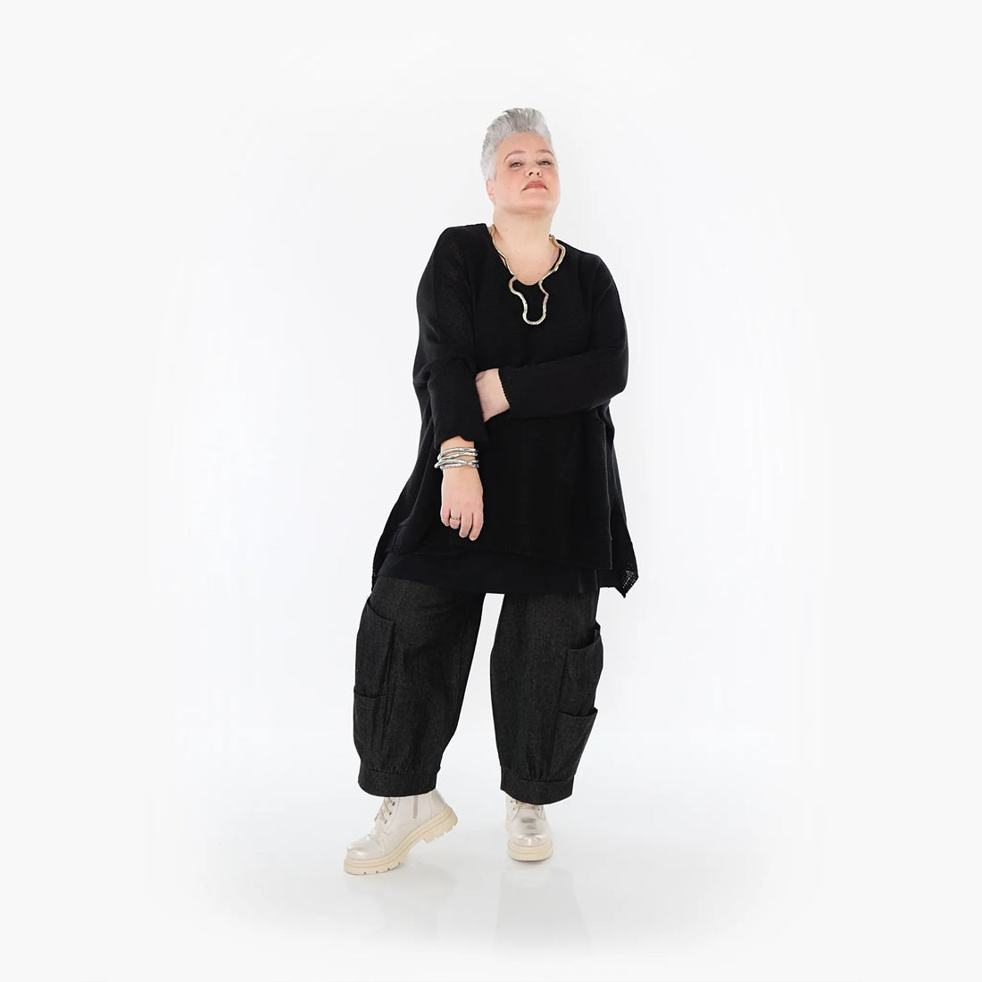  AKH Fashion Hose in gerader Form, aus Polyester, 1466.06556, Schwarz, Ausgefallen, Zeitlos