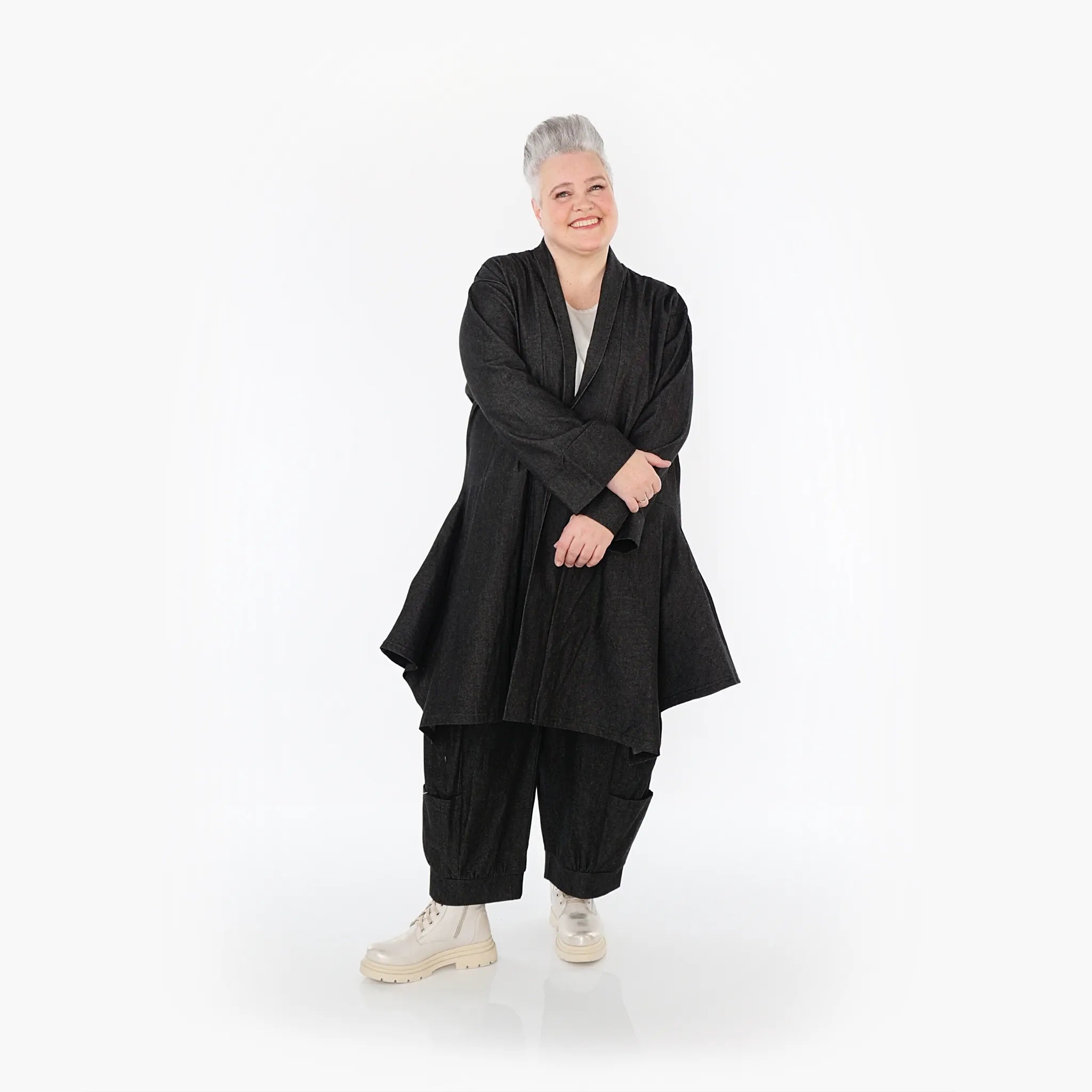  A-Form Cardigan von AKH Fashion aus Polyester, 1466.07040, Schwarz, Ausgefallen, Zeitlos