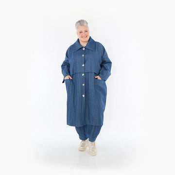  AKH Fashion Mantel in gerader Form, aus Polyester, 1466.07041, Jeansblau, Ausgefallen