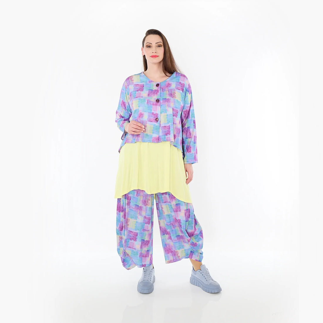  AKH Fashion Jacke in gerundeter Form, aus Viskose, 1469.00130, Multicolor, Farbmix, Schick