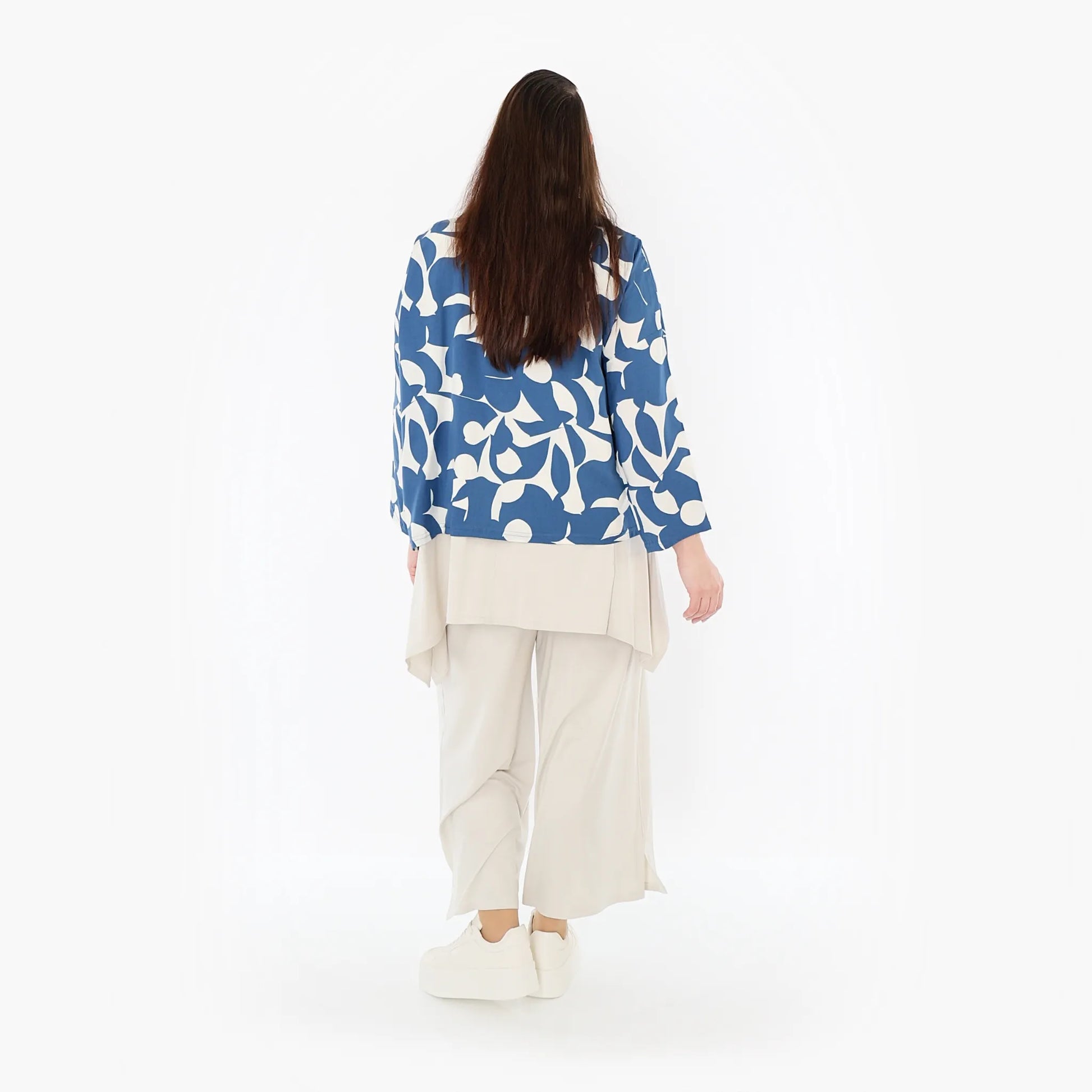  AKH Fashion Jacke in gerader Form, aus Viskose, 1471.07067, Blau/Weiß, Muster, Schick