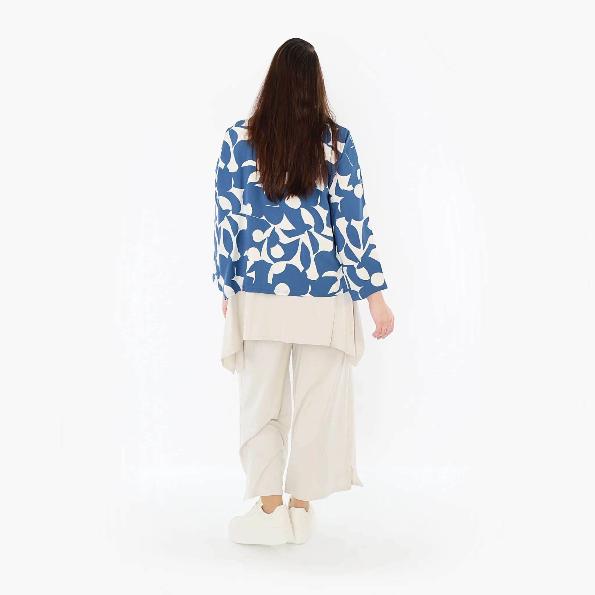  AKH Fashion Jacke in gerader Form, aus Viskose, 1471.07067, Blau/Weiß, Muster, Schick