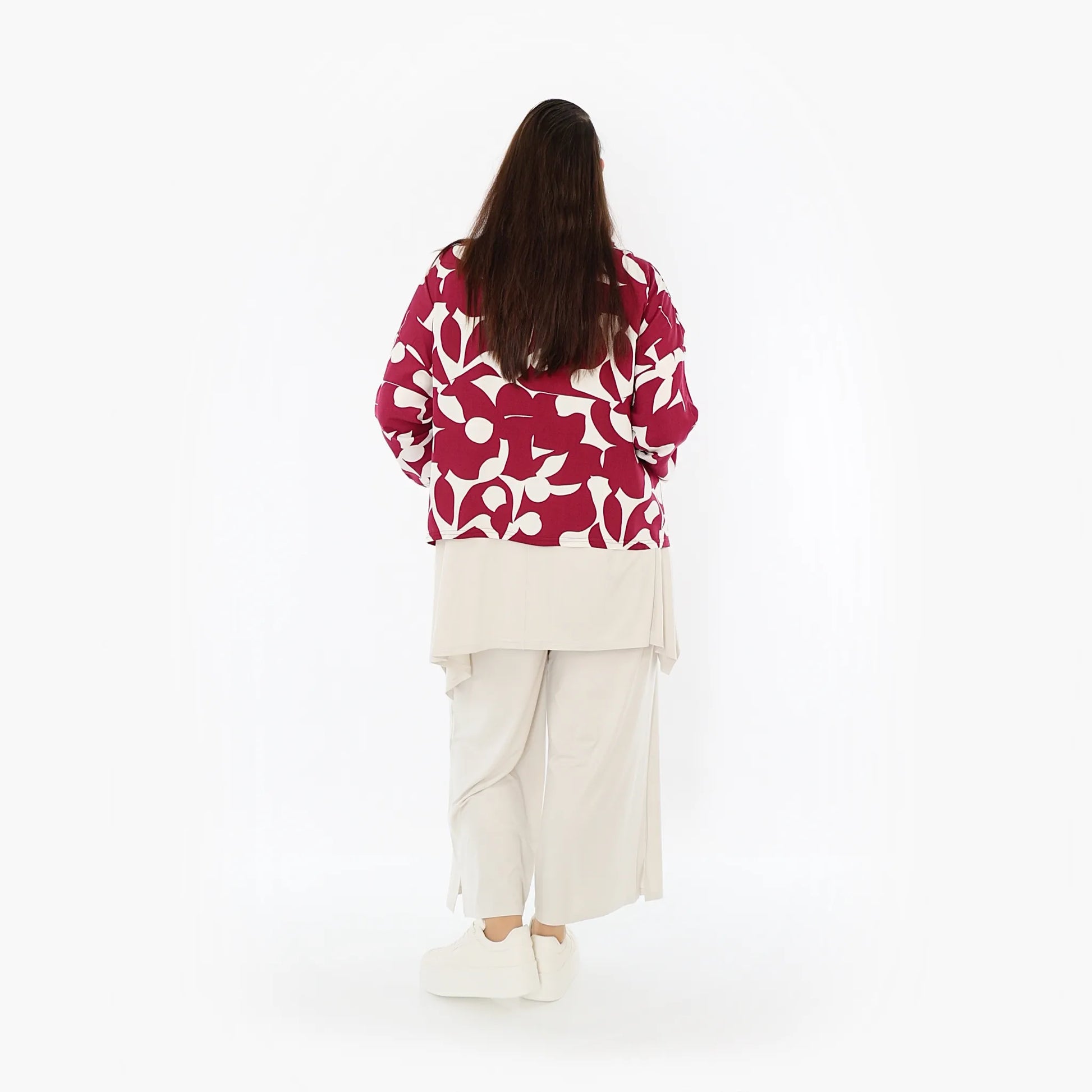  AKH Fashion Jacke in gerader Form, aus Viskose, 1471.07067, Weinrot/Weiß, Muster, Schick