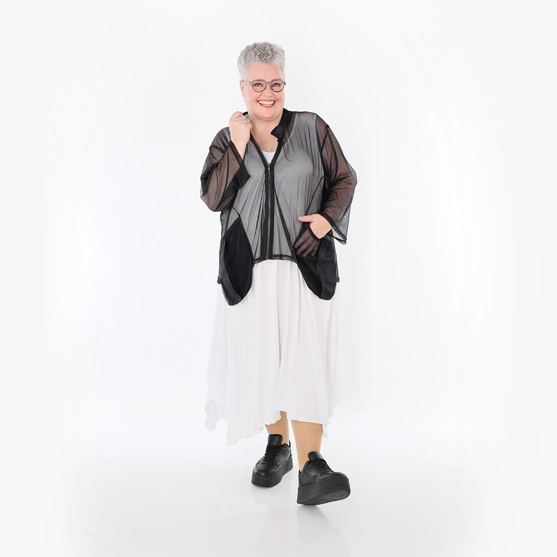  A-Form Jacke von AKH Fashion aus Viskose, 1474.06939, Schwarz, Ausgefallen, Zeitlos