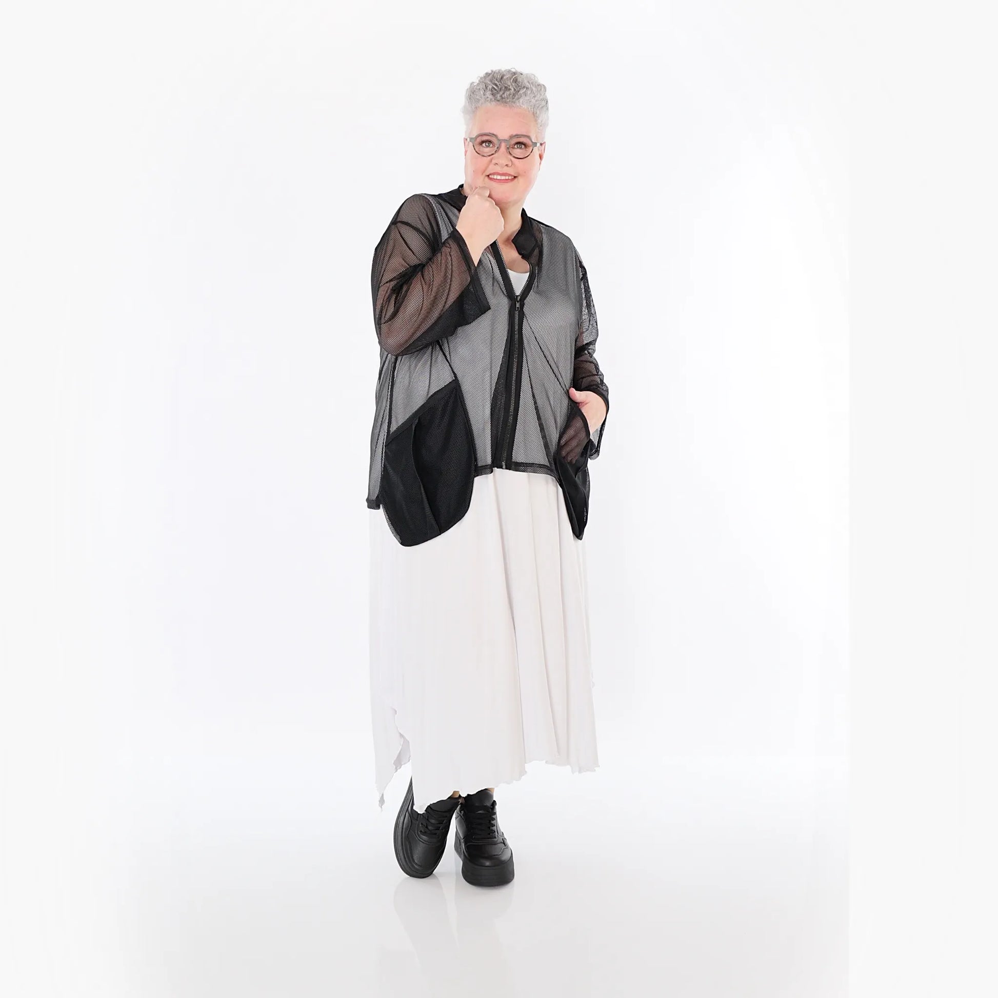  A-Form Jacke von AKH Fashion aus Viskose, 1474.06939, Schwarz, Ausgefallen, Zeitlos