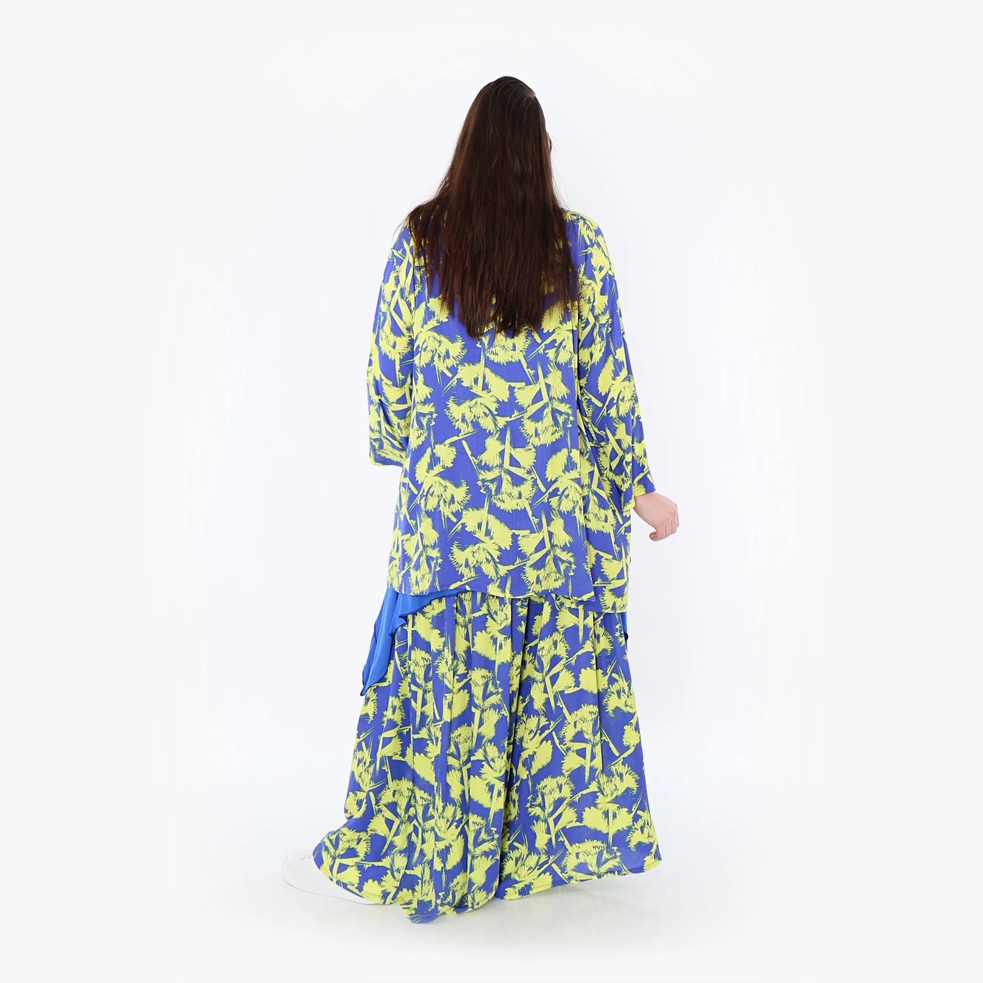  A-Form Jacke von AKH Fashion aus Viskose, 1476.07078, Blau/Gelb, Batik, Ausgefallen