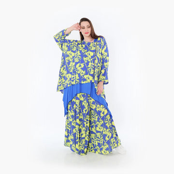  A-Form Jacke von AKH Fashion aus Viskose, 1476.07078, Blau/Gelb, Batik, Ausgefallen