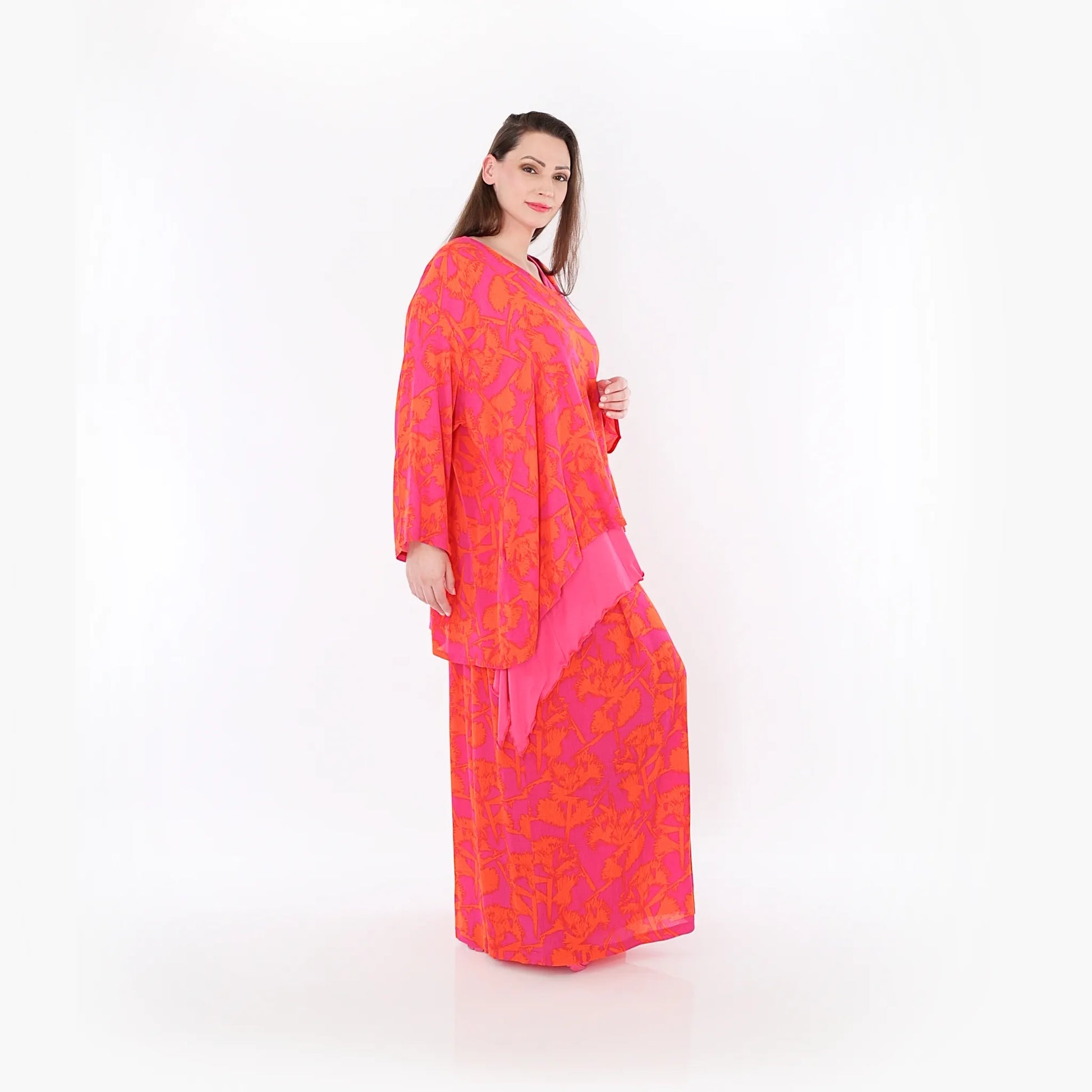  A-Form Jacke von AKH Fashion aus Viskose, 1476.07078, Fuchsia/Orange, Batik, Ausgefallen