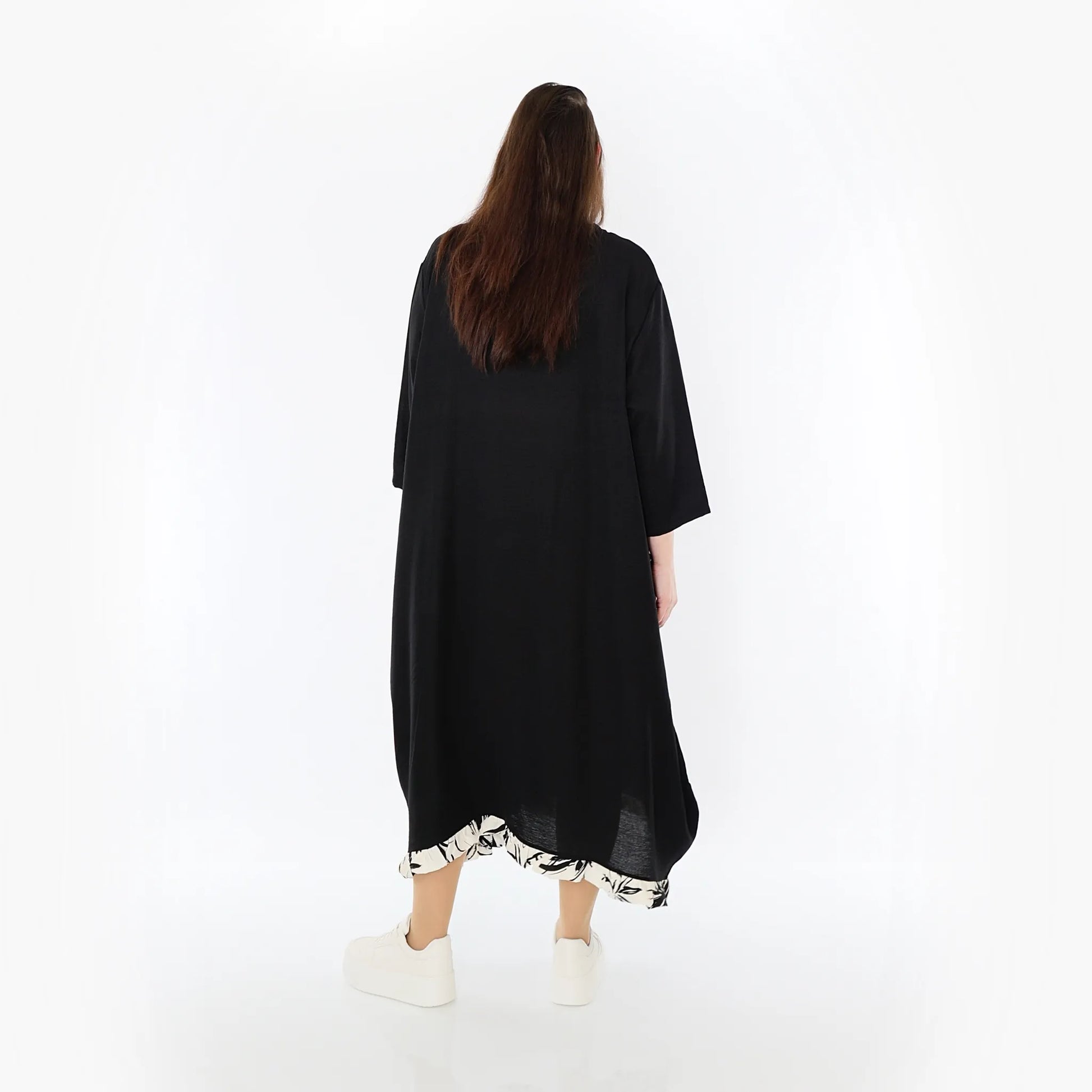  Ballonkleid von AKH Fashion aus Baumwolle, 1477.07071, Schwarz/Ecru, Ausgefallen, Zeitlos