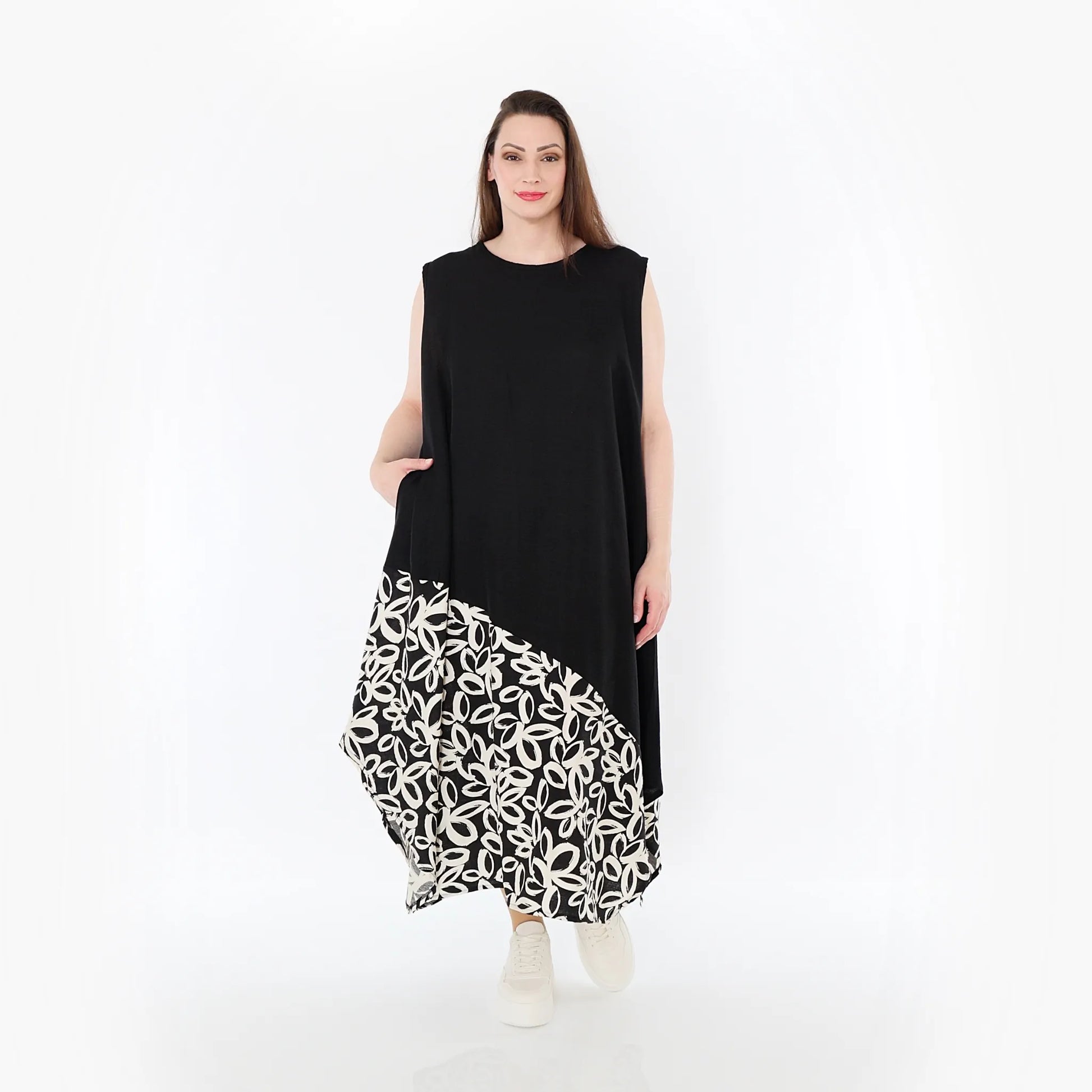  A-Form Tunika von AKH Fashion aus Baumwolle, 1478.07073, Schwarz/Ecru, Ausgefallen, Schick