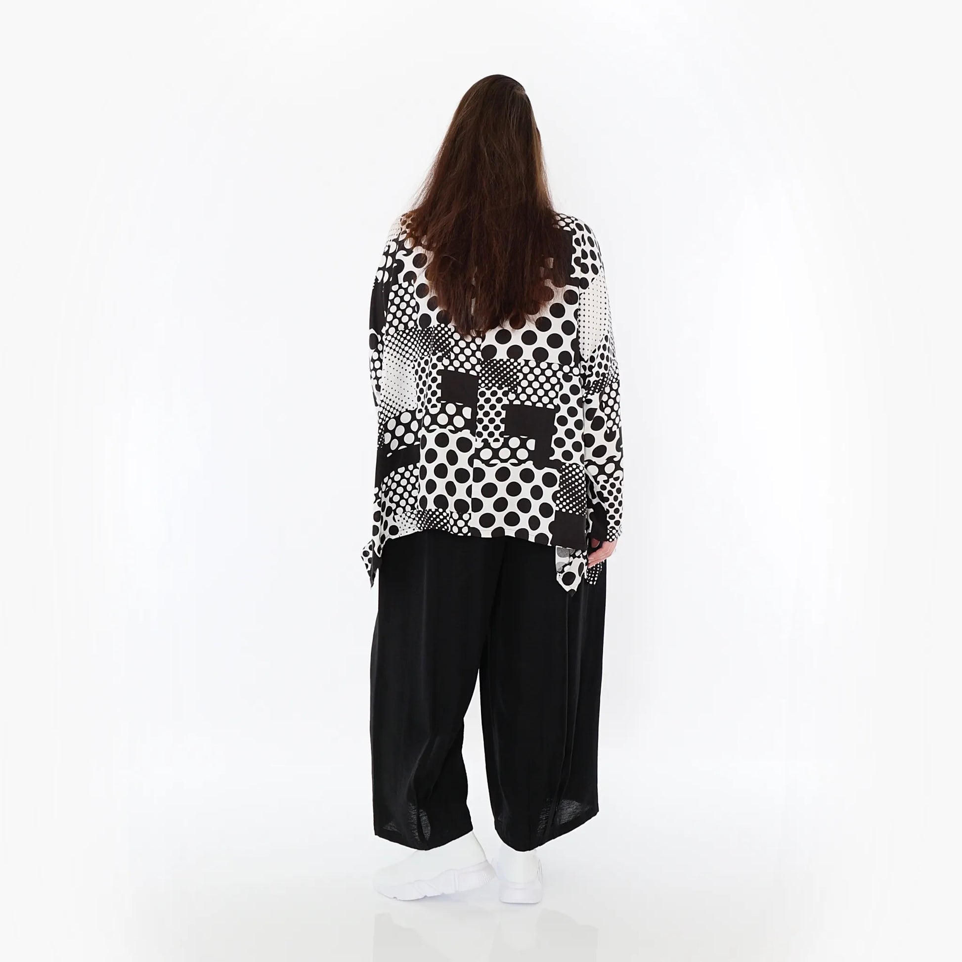  A-Form Jacke von AKH Fashion aus Viskose, 1481.02222, Schwarz/Weiß, Punkte, Ausgefallen