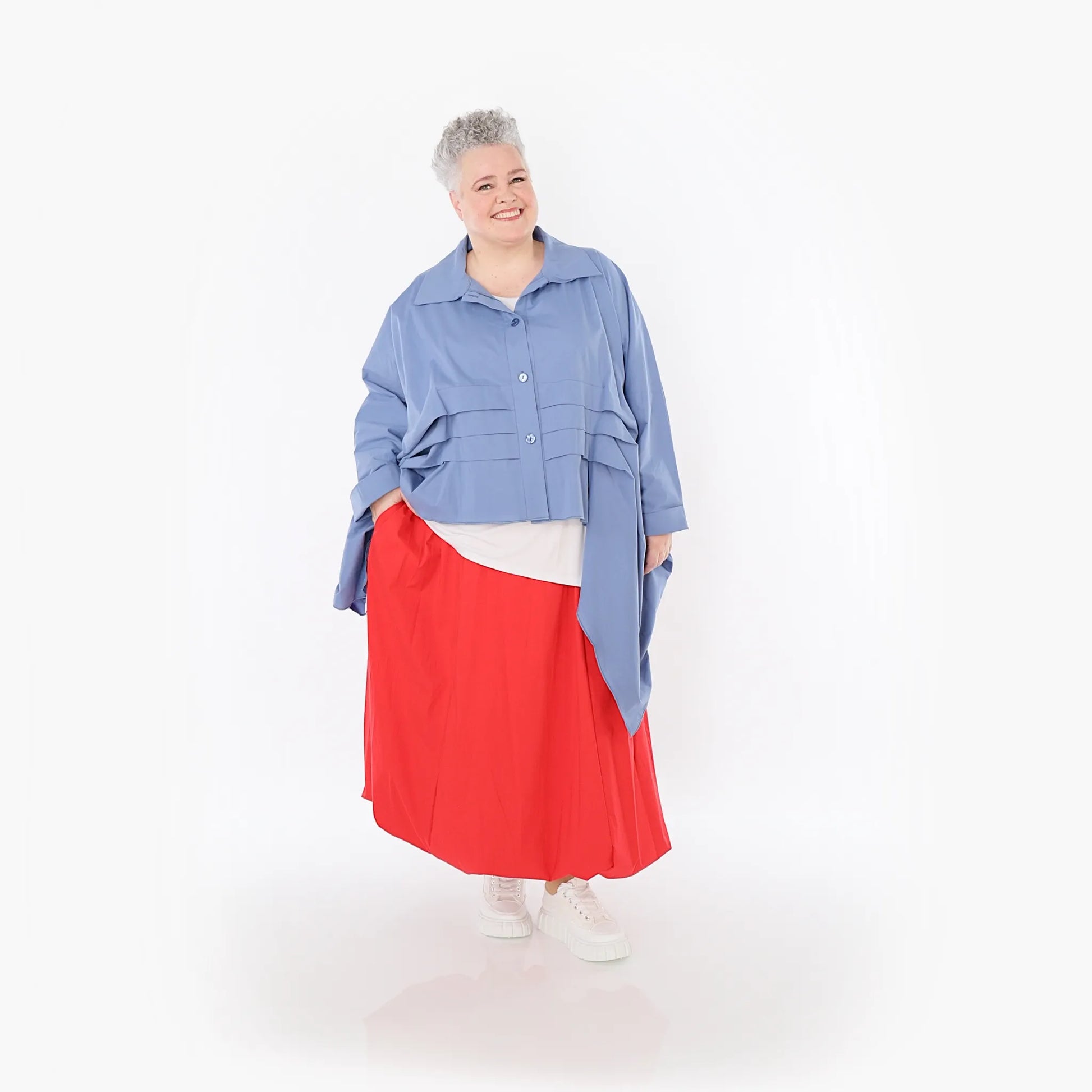  Zipfel Bluse von AKH Fashion aus Baumwolle, 1482.07080, Azurblau, Ausgefallen, Zeitlos