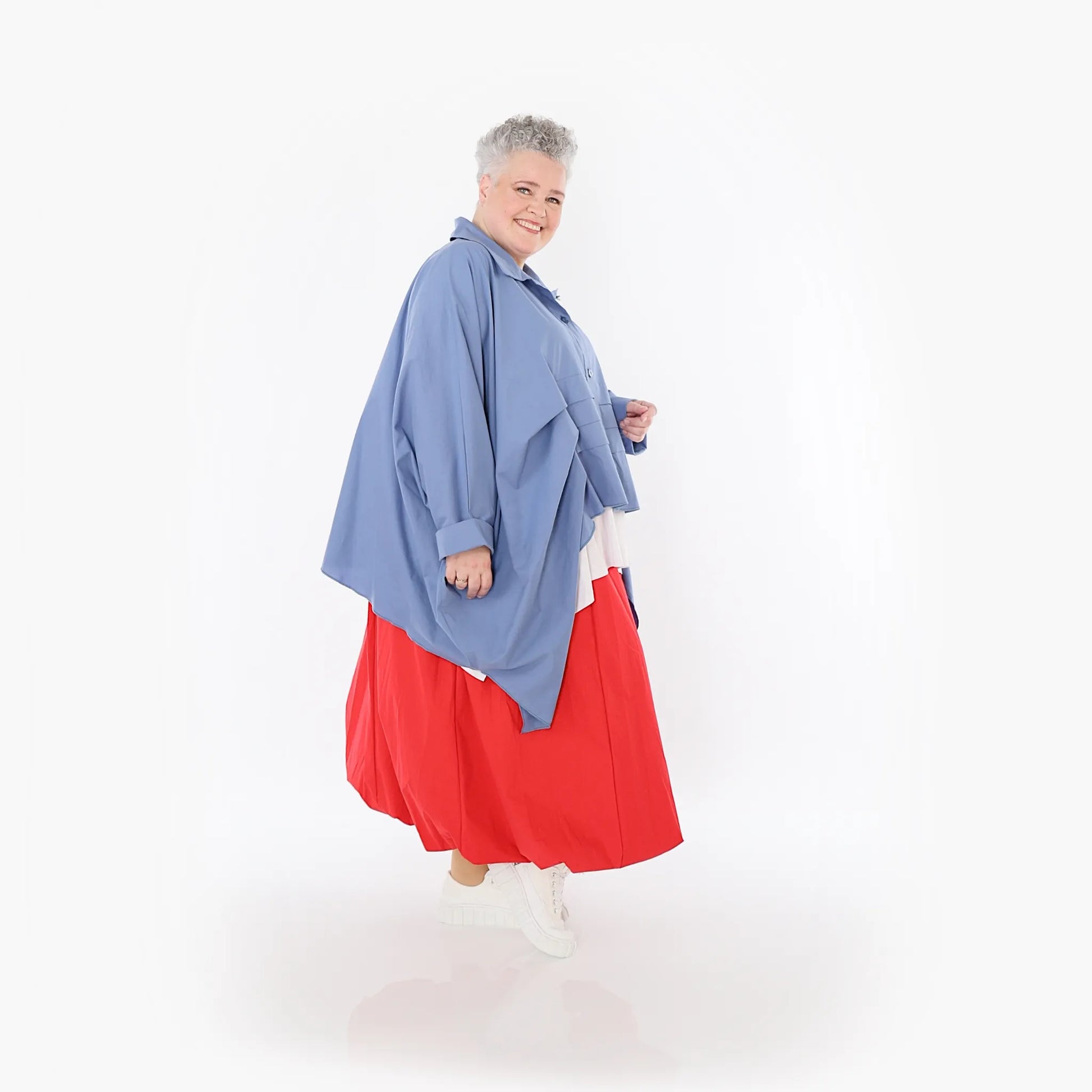  Zipfel Bluse von AKH Fashion aus Baumwolle, 1482.07080, Azurblau, Ausgefallen, Zeitlos