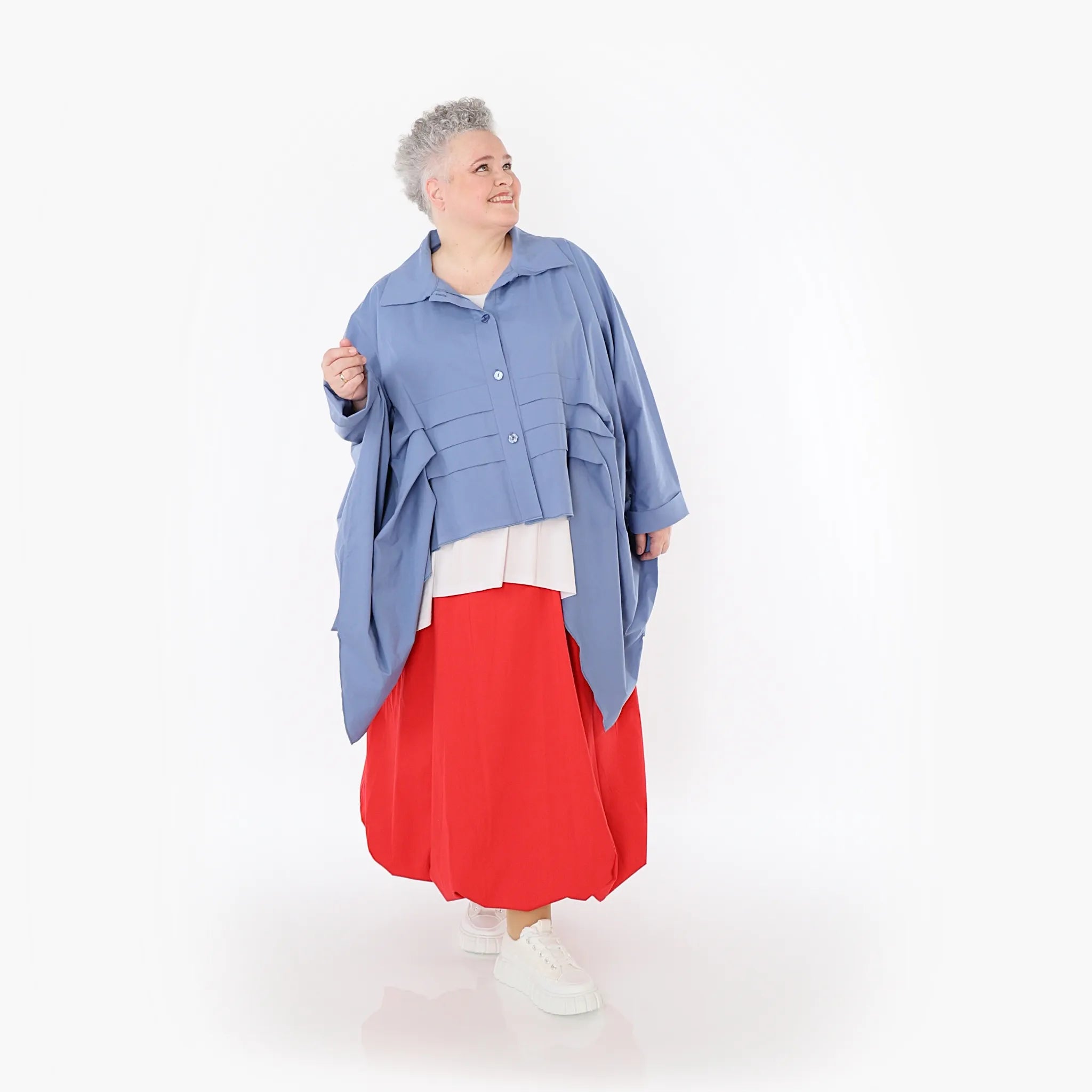  Zipfel Bluse von AKH Fashion aus Baumwolle, 1482.07080, Azurblau, Ausgefallen, Zeitlos