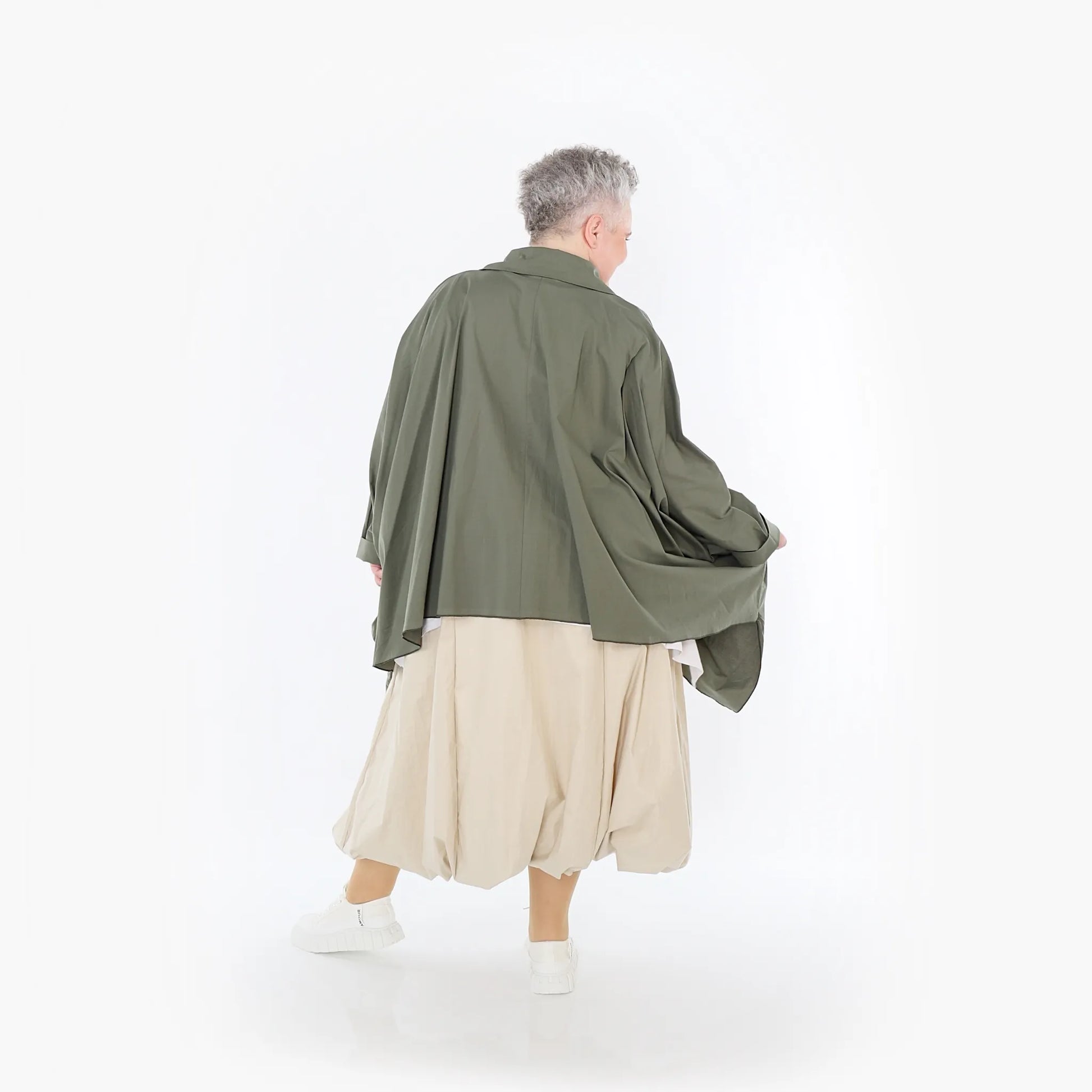  Zipfel Bluse von AKH Fashion aus Baumwolle, 1482.07080, Khaki, Ausgefallen, Zeitlos