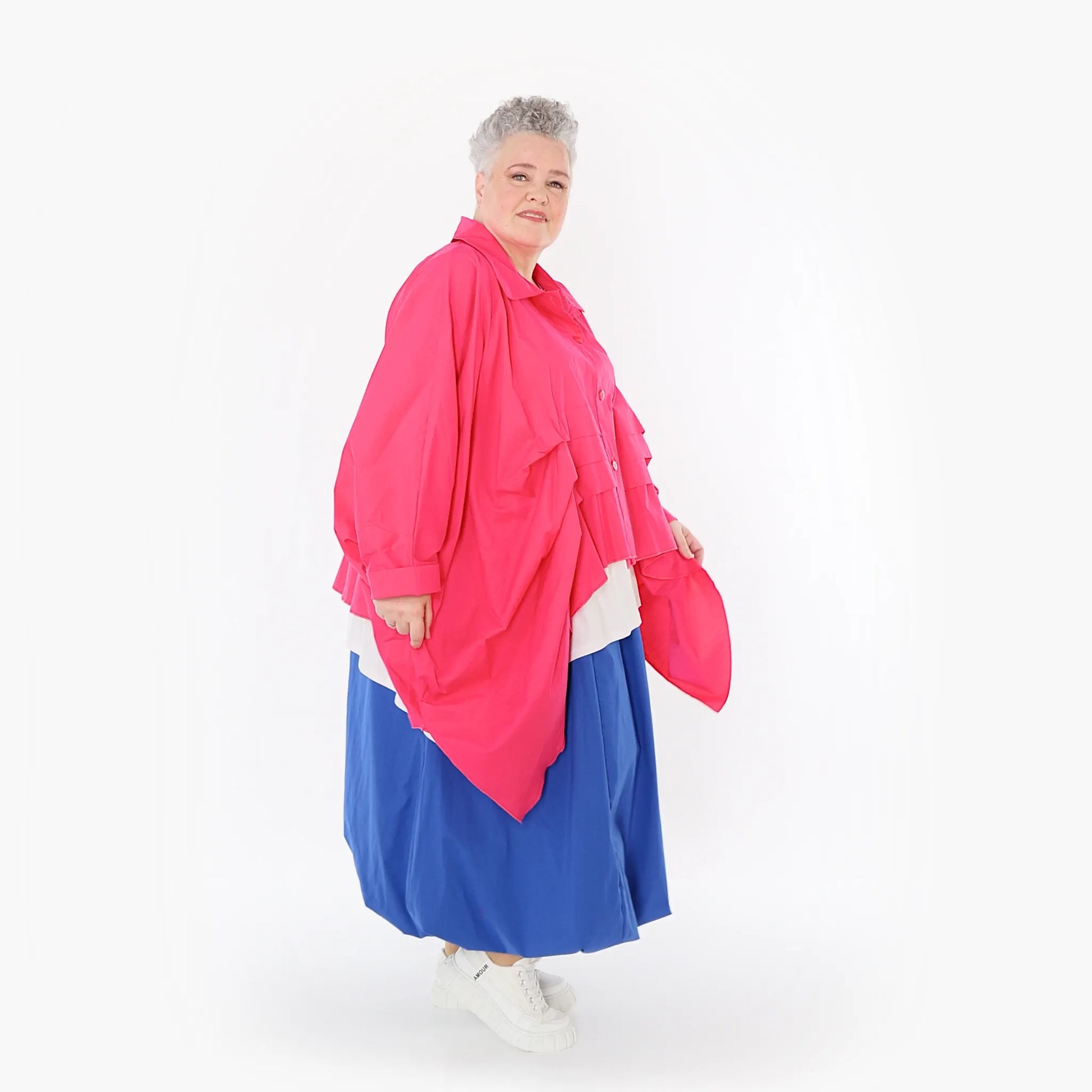  Zipfel Bluse von AKH Fashion aus Baumwolle, 1482.07080, Fuchsia, Ausgefallen, Zeitlos