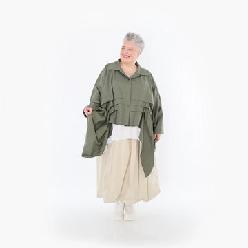  Zipfel Bluse von AKH Fashion aus Baumwolle, 1482.07080, Khaki, Ausgefallen, Zeitlos