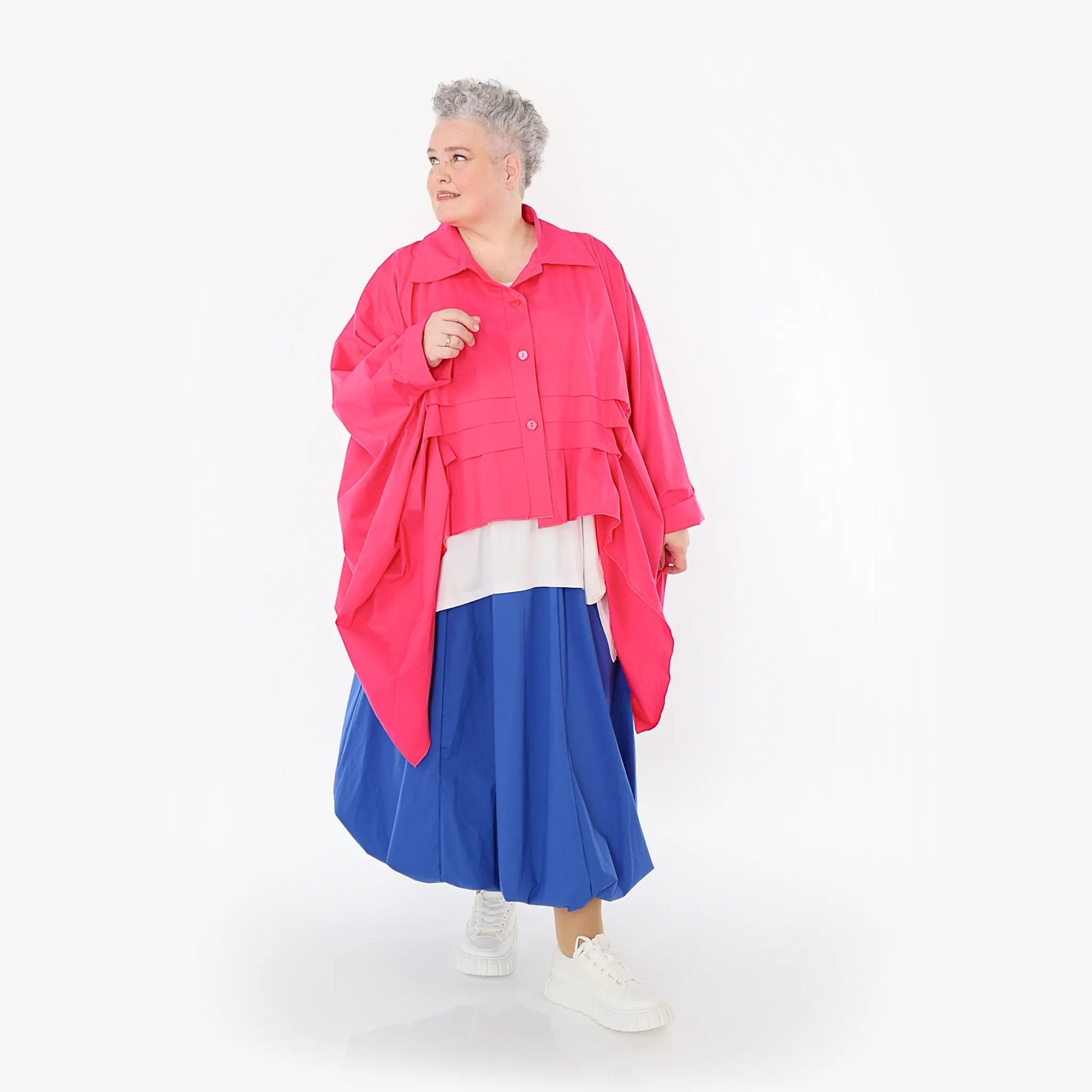  Zipfel Bluse von AKH Fashion aus Baumwolle, 1482.07080, Fuchsia, Ausgefallen, Zeitlos