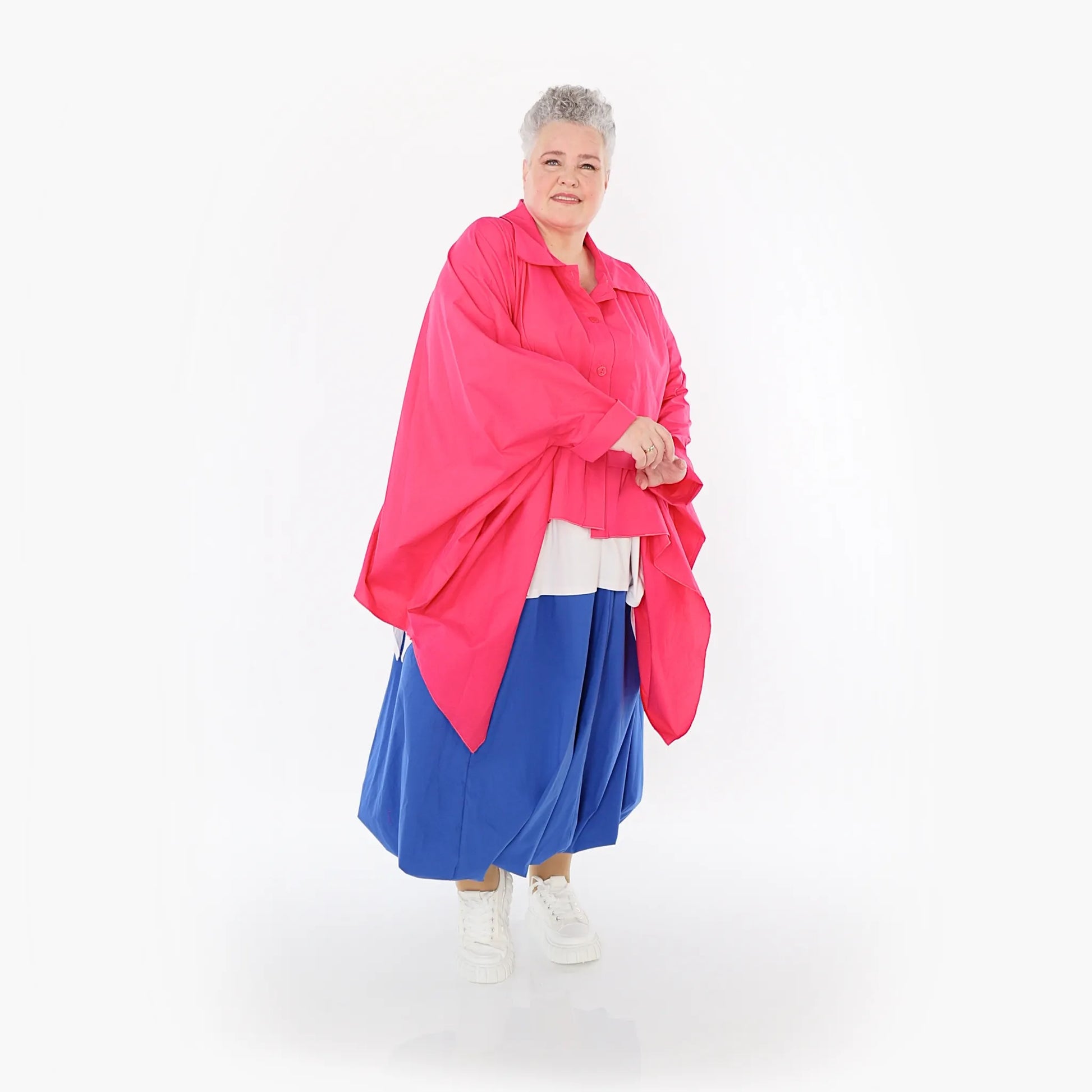  Zipfel Bluse von AKH Fashion aus Baumwolle, 1482.07080, Fuchsia, Ausgefallen, Zeitlos