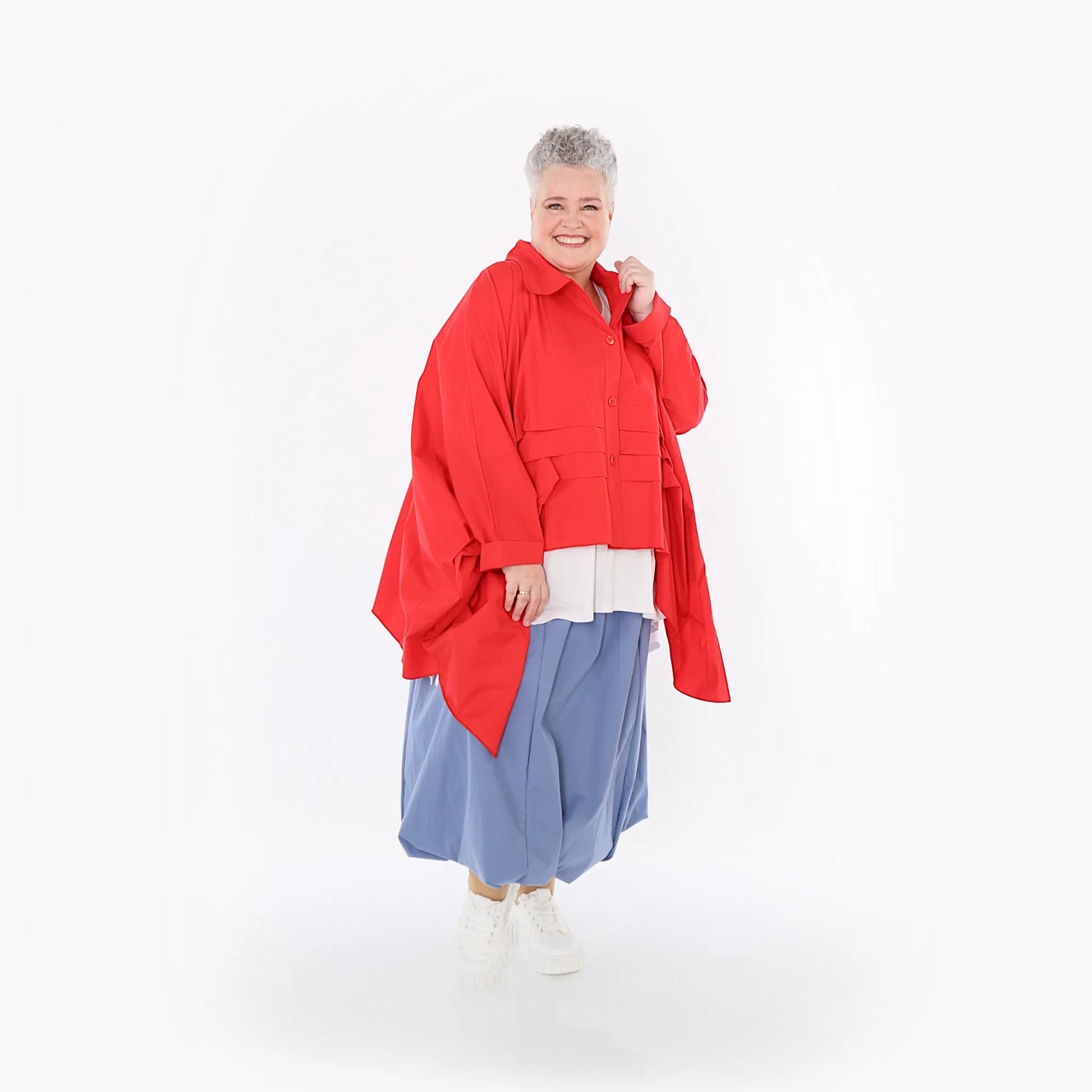  Zipfel Bluse von AKH Fashion aus Baumwolle, 1482.07080, Rot, Ausgefallen, Zeitlos, Schick