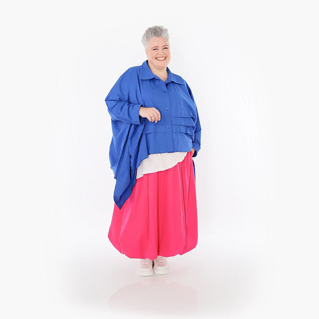  Zipfel Bluse von AKH Fashion aus Baumwolle, 1482.07080, Royalblau, Ausgefallen, Zeitlos